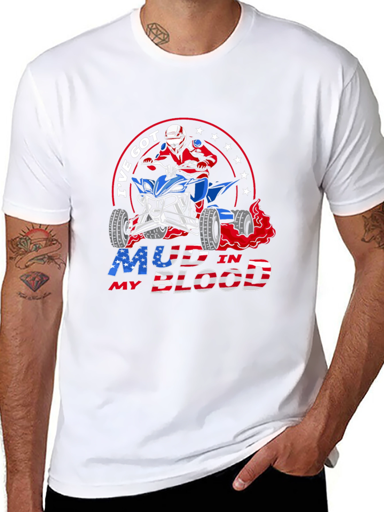 Mud in My Blood ATV Patriotic T-Shirt