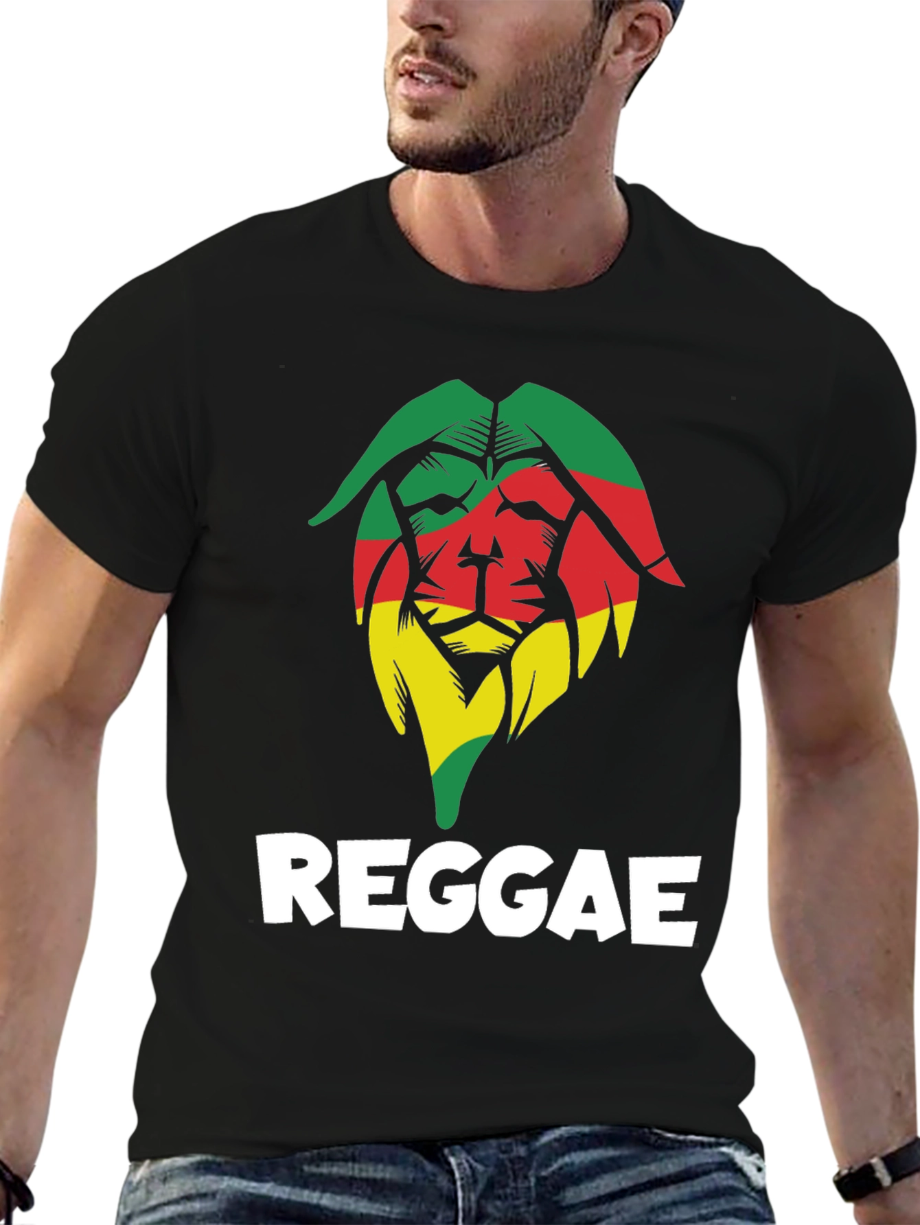 Reggae Lion Graphic Tee - Black Cotton T-Shirt