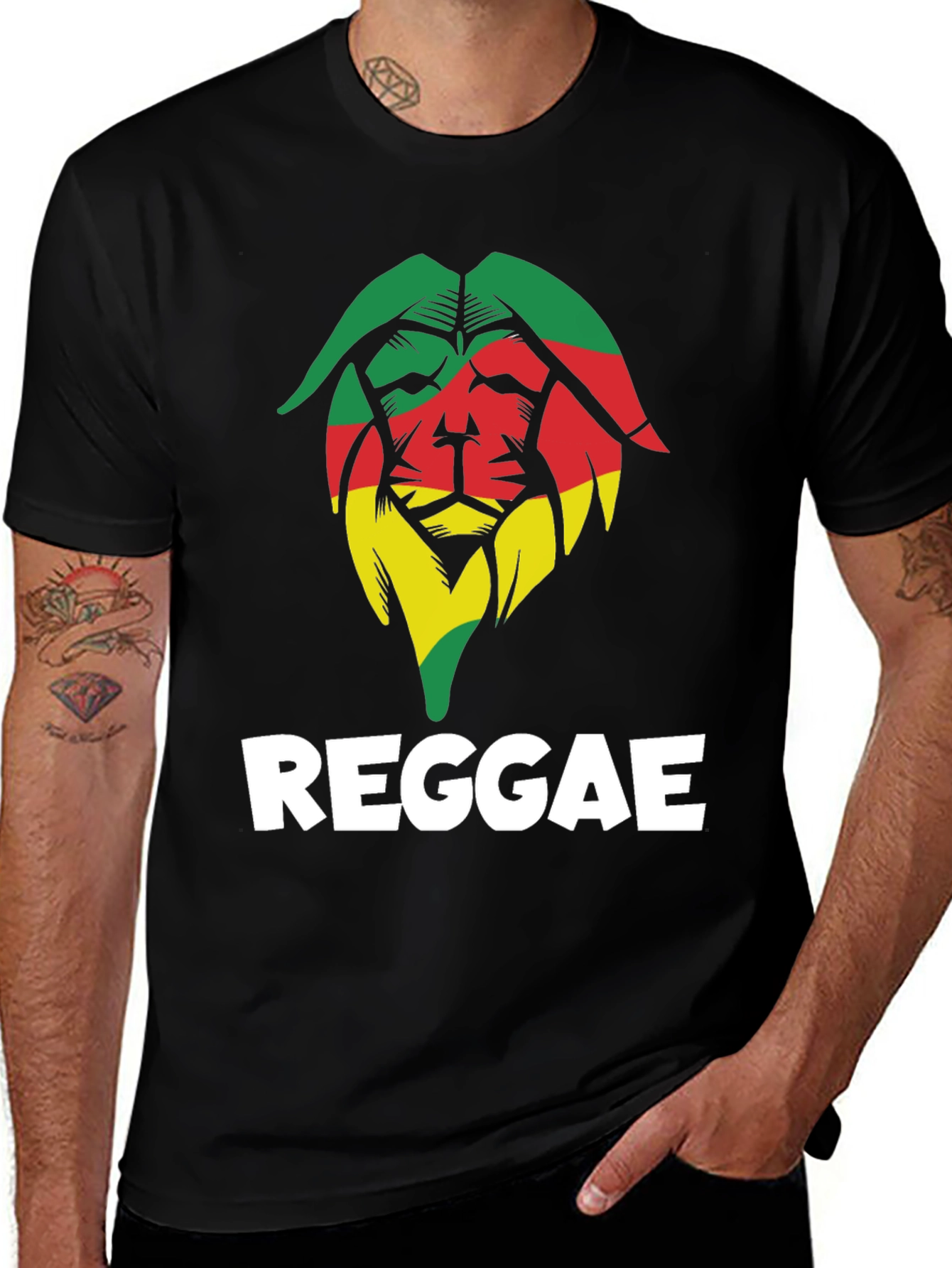 Reggae Lion Graphic Tee - Black Cotton T-Shirt