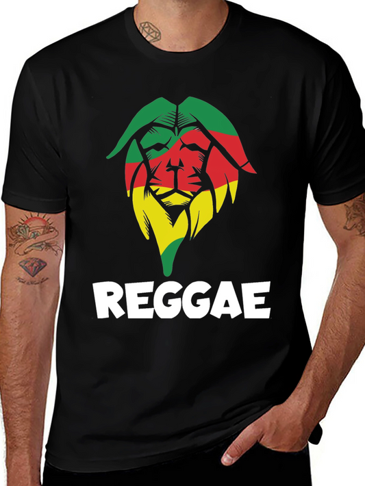 Reggae Lion Graphic Tee - Black Cotton T-Shirt