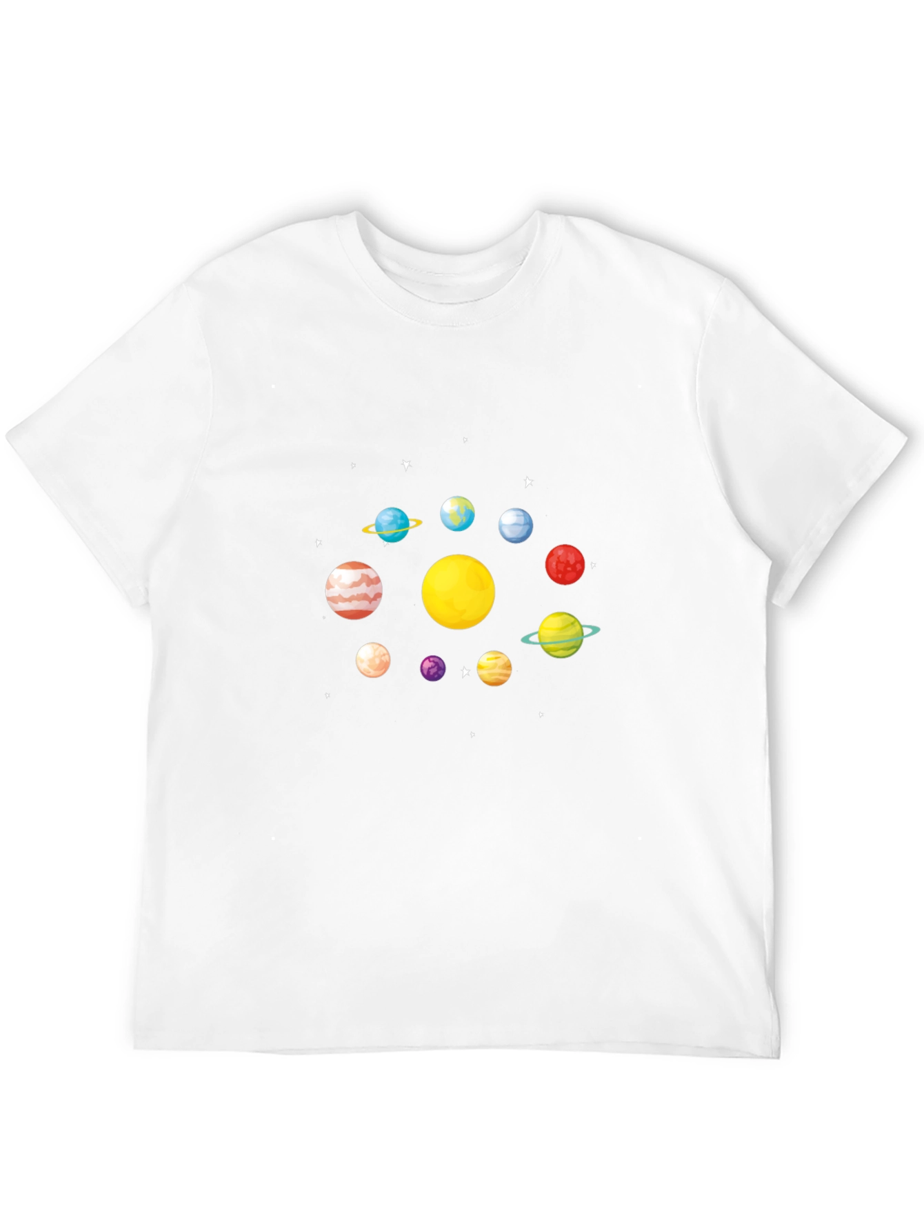 Planets Graphic T-Shirt - Black Casual Style