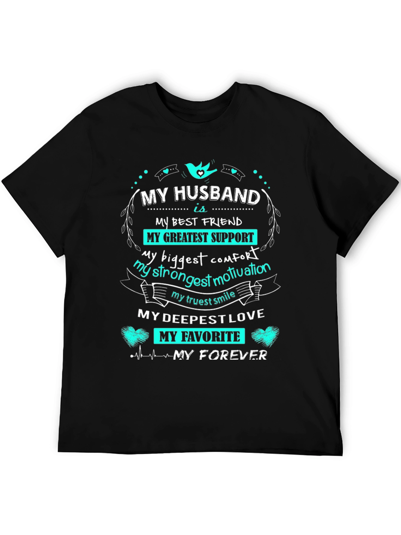 My Husband Is... Graphic Print Black T-Shirt