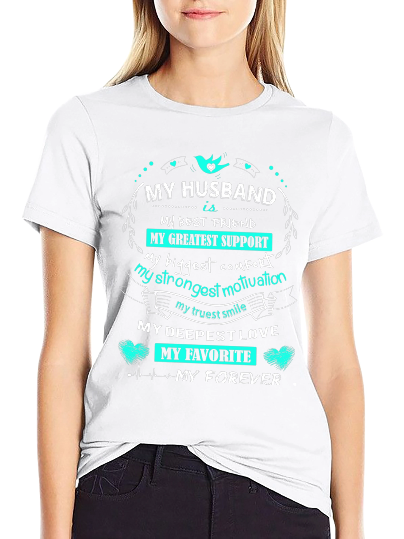 My Husband Is... Graphic Print Black T-Shirt
