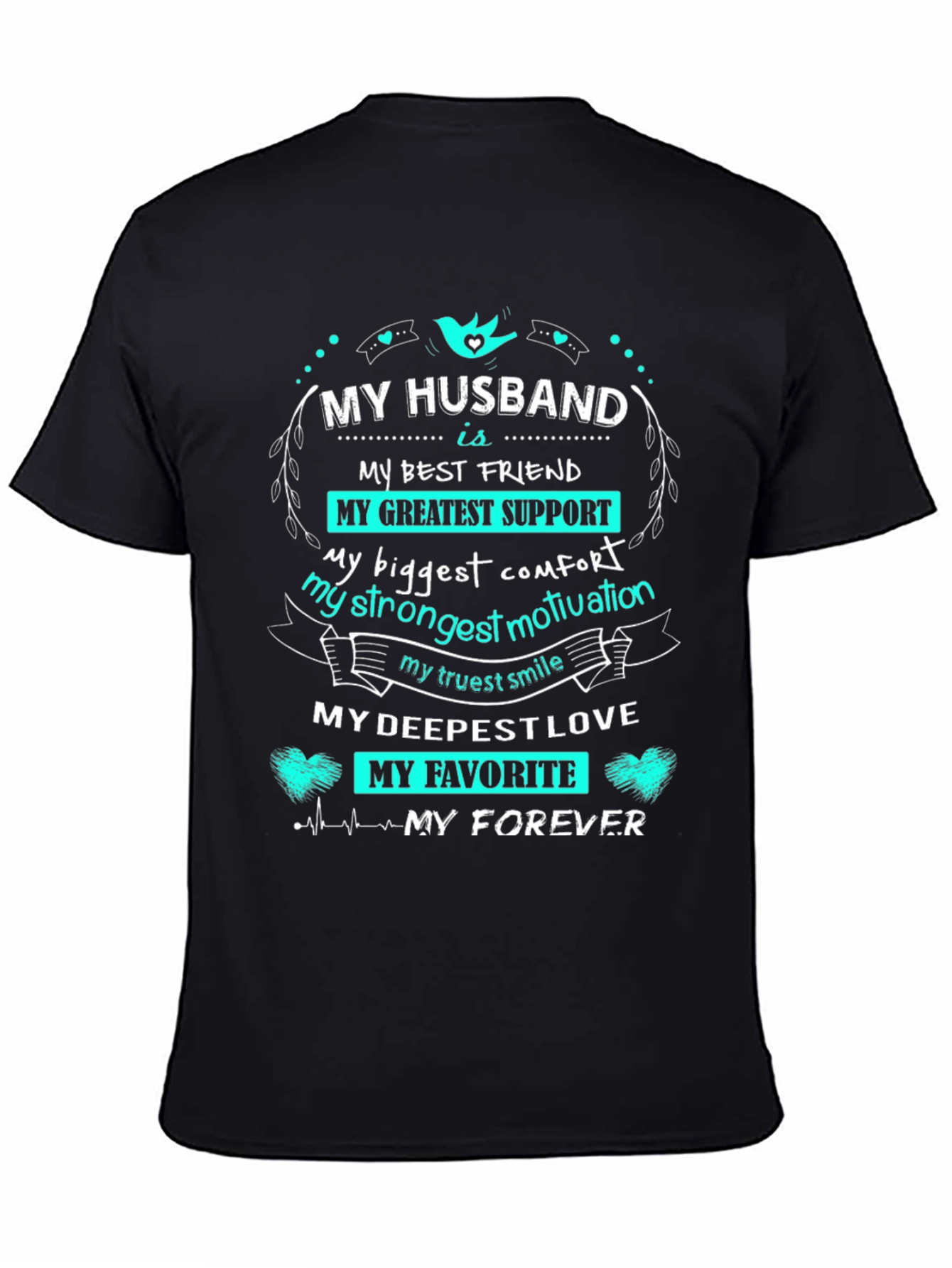 My Husband Is... Graphic Print Black T-Shirt