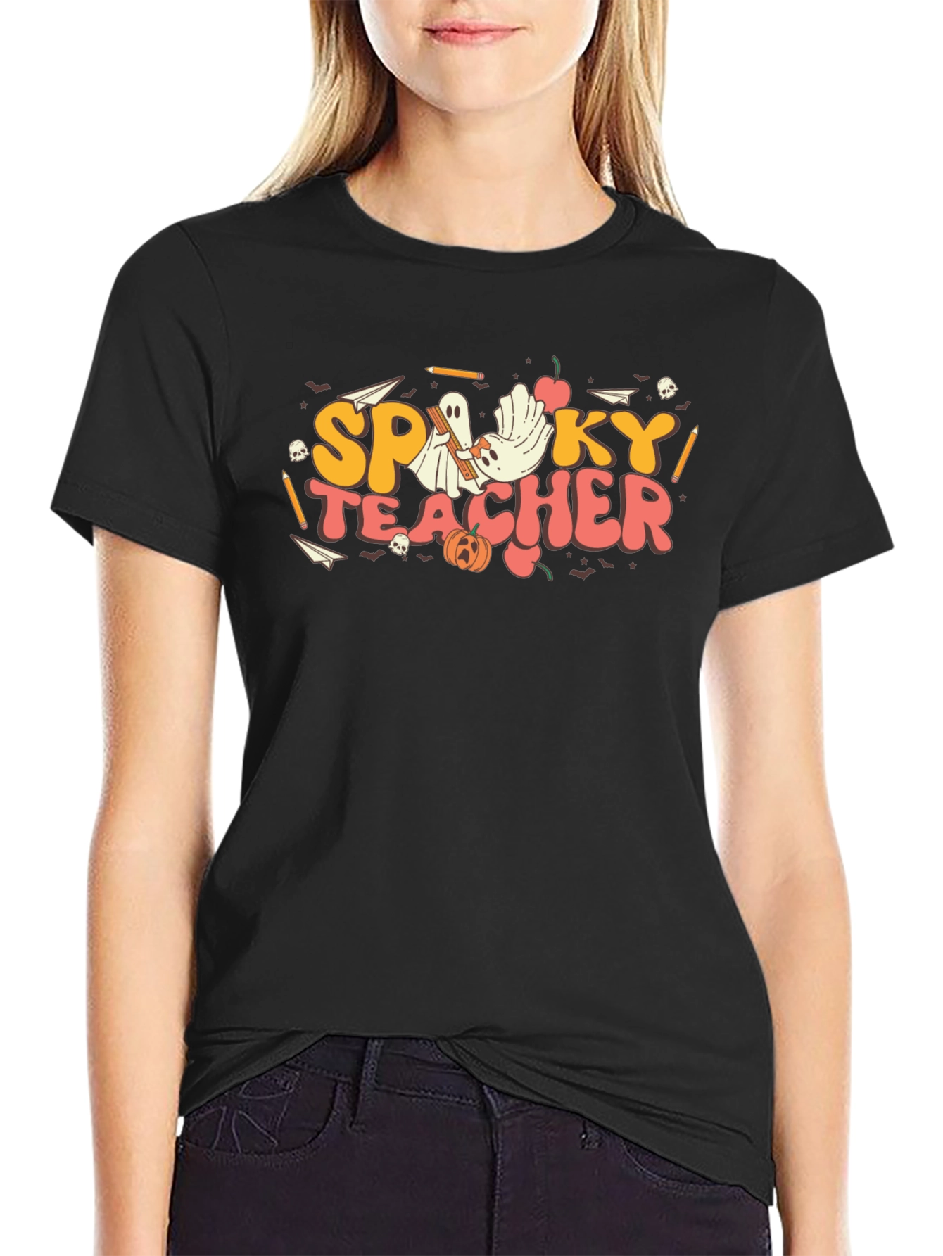 Spooky Teacher Graphic T-Shirt - Halloween Style