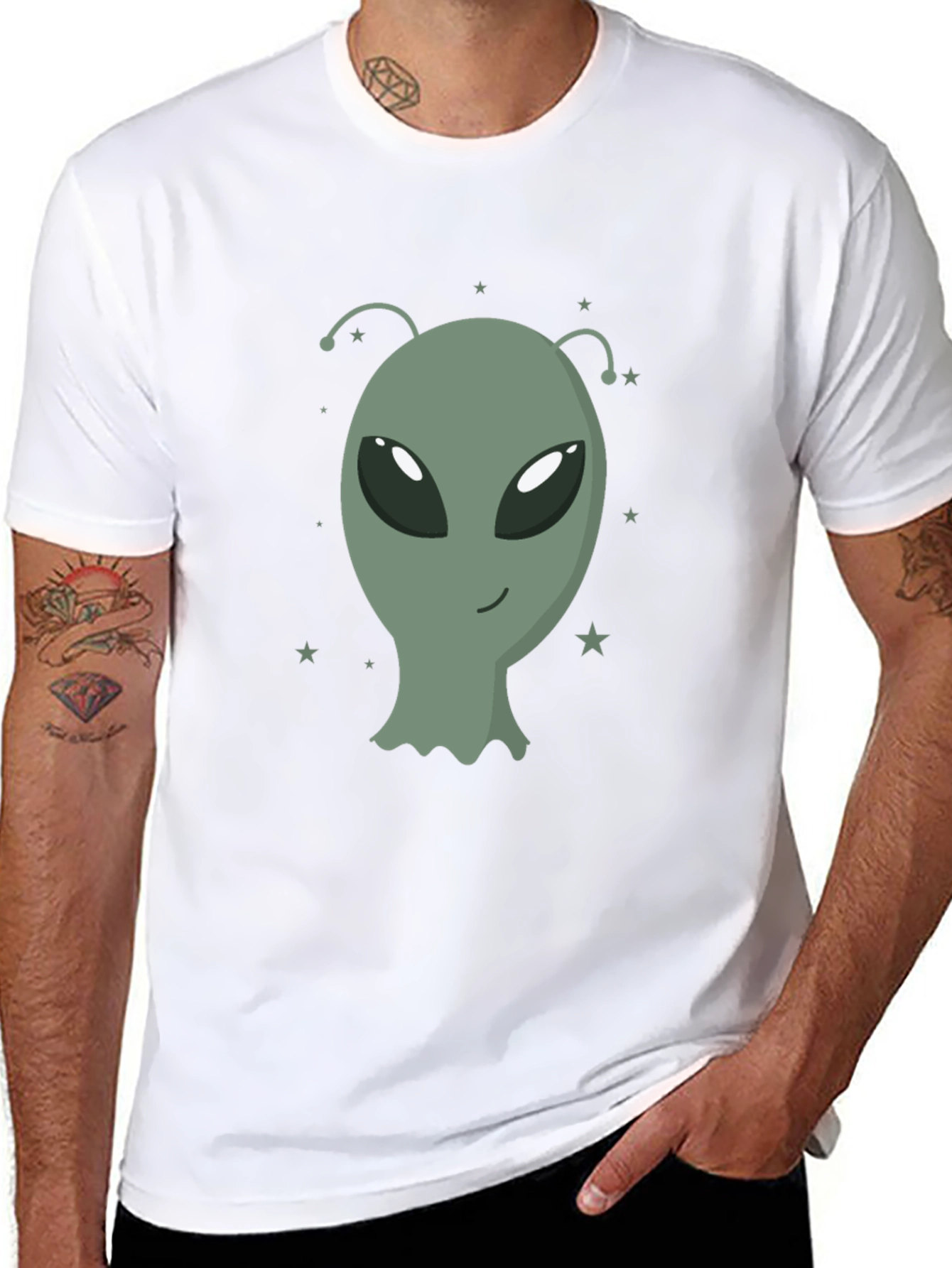 Alien Graphic Tee - Black Cotton T-Shirt