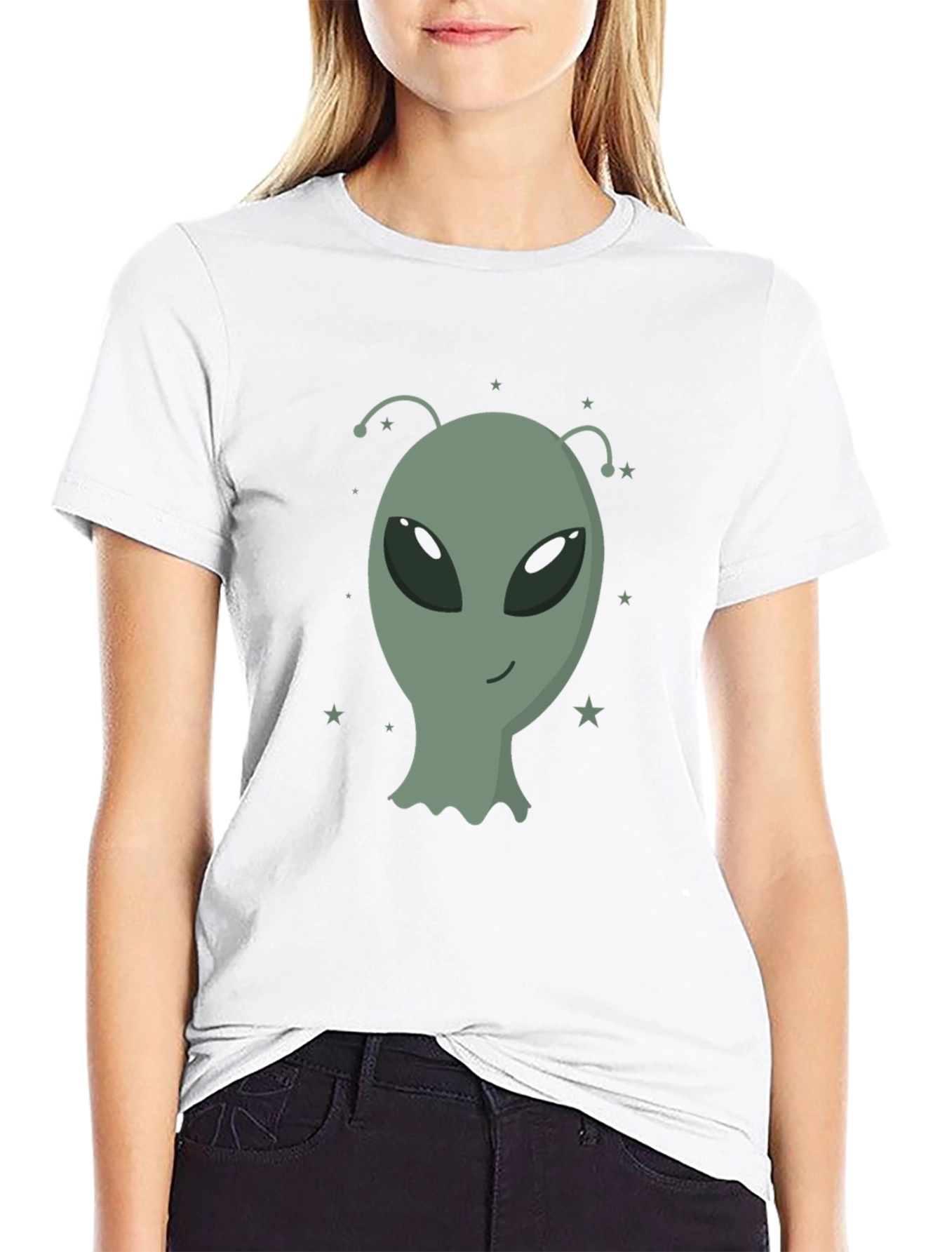 Alien Graphic Tee - Black Cotton T-Shirt