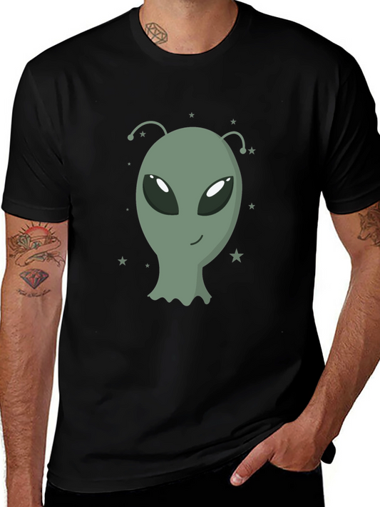 Alien Graphic Tee - Black Cotton T-Shirt