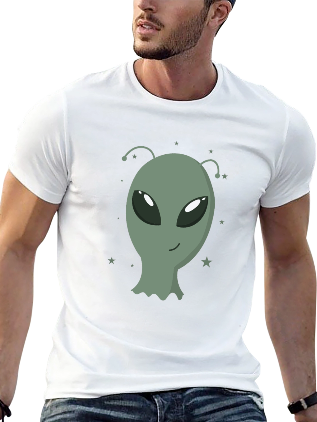 Alien Graphic Tee - Black Cotton T-Shirt