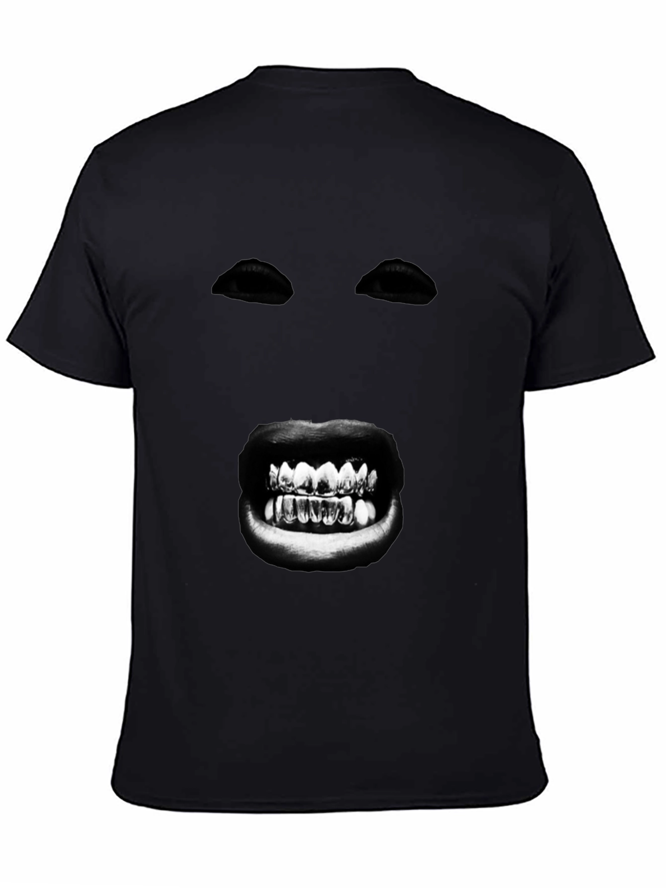 Mysterious Face Graphic T-Shirt - Bold Black Tee