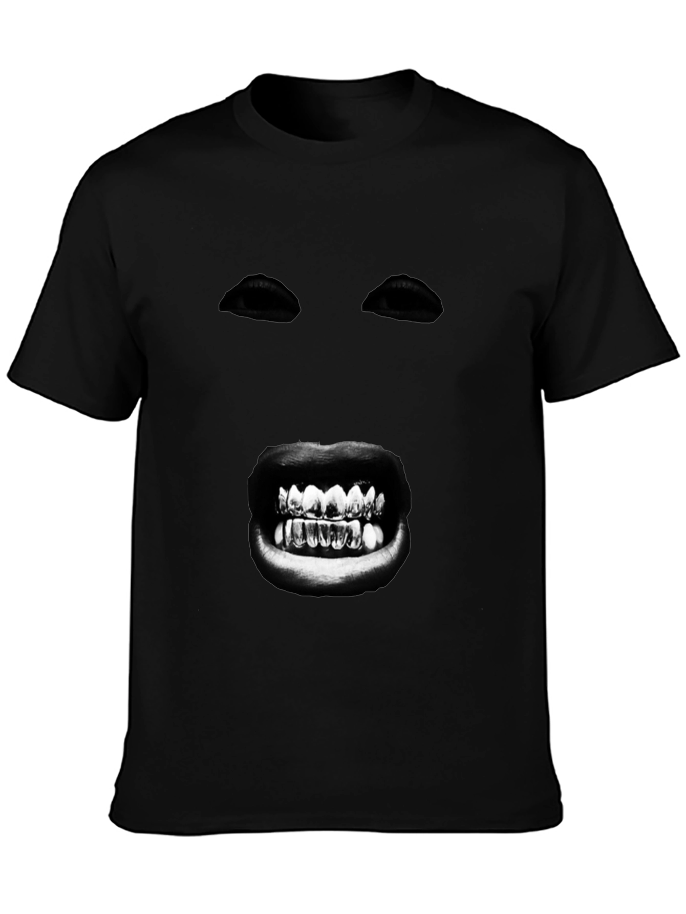 Mysterious Face Graphic T-Shirt - Bold Black Tee