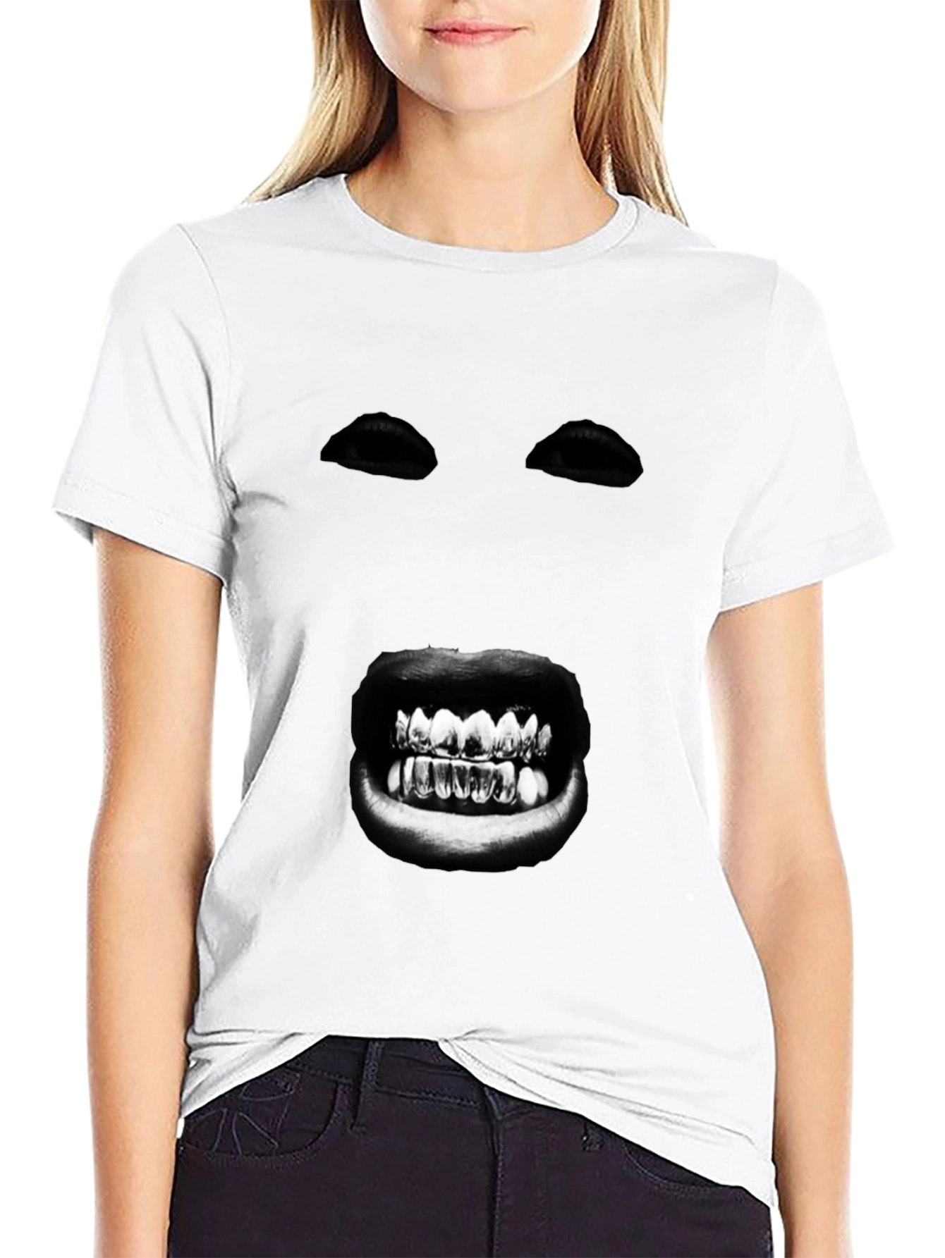 Mysterious Face Graphic T-Shirt - Bold Black Tee