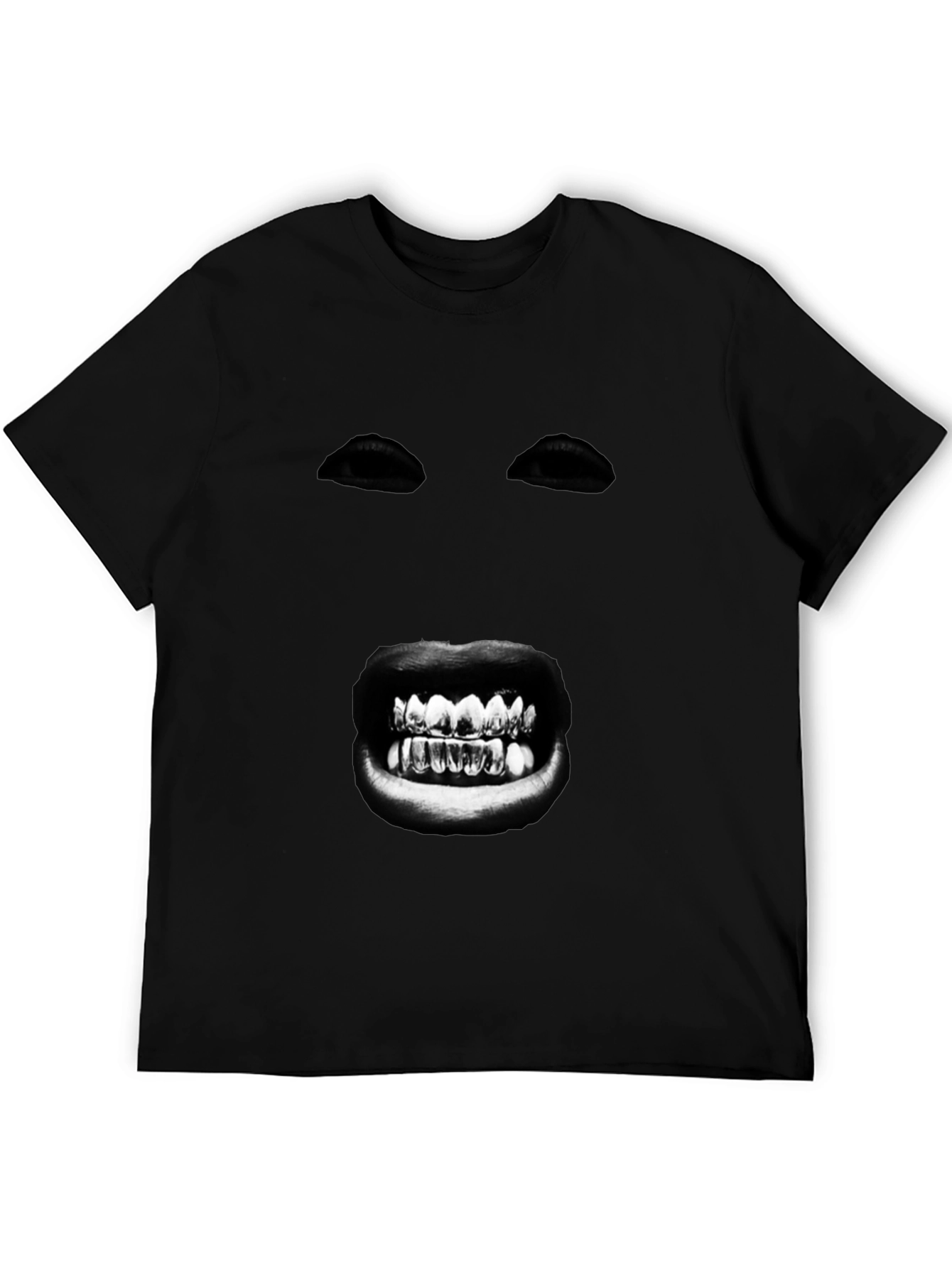 Mysterious Face Graphic T-Shirt - Bold Black Tee