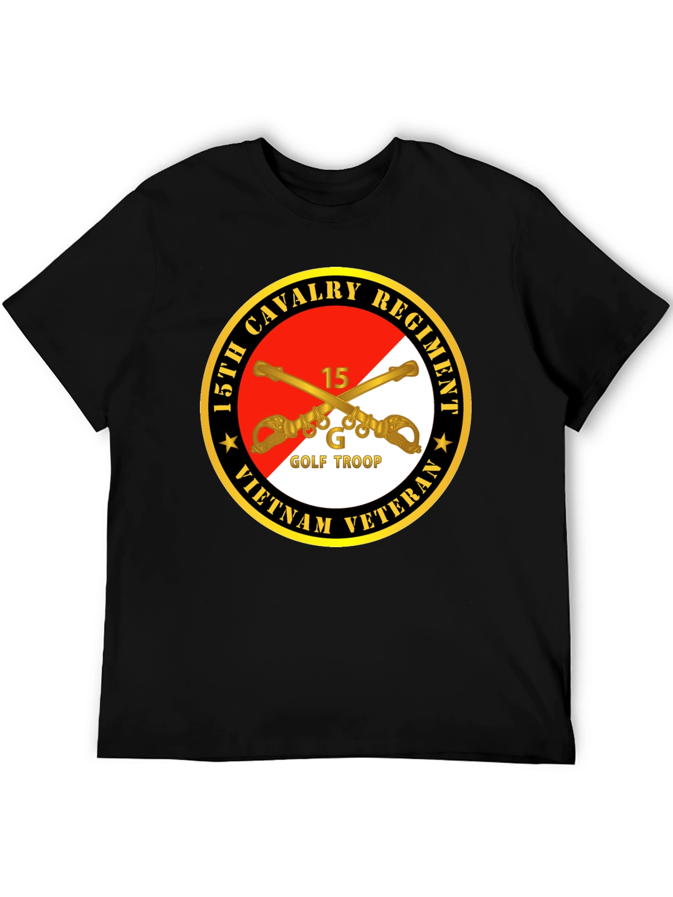 15th Cavalry Regiment Vietnam Veteran Black T-Shirt