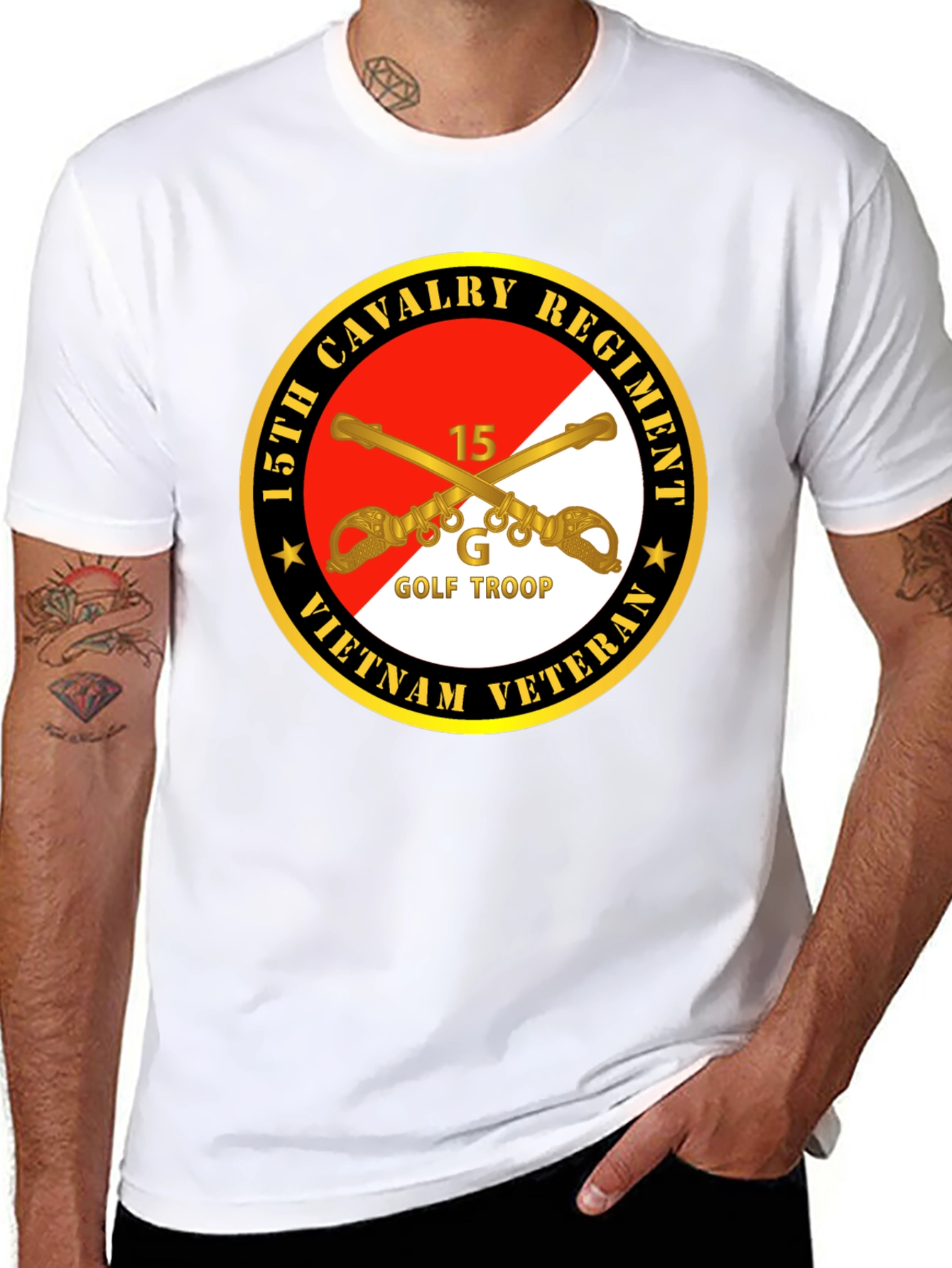 15th Cavalry Regiment Vietnam Veteran Black T-Shirt