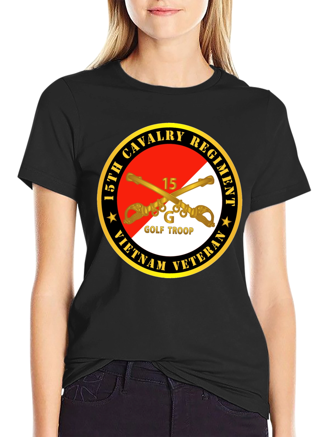 15th Cavalry Regiment Vietnam Veteran Black T-Shirt