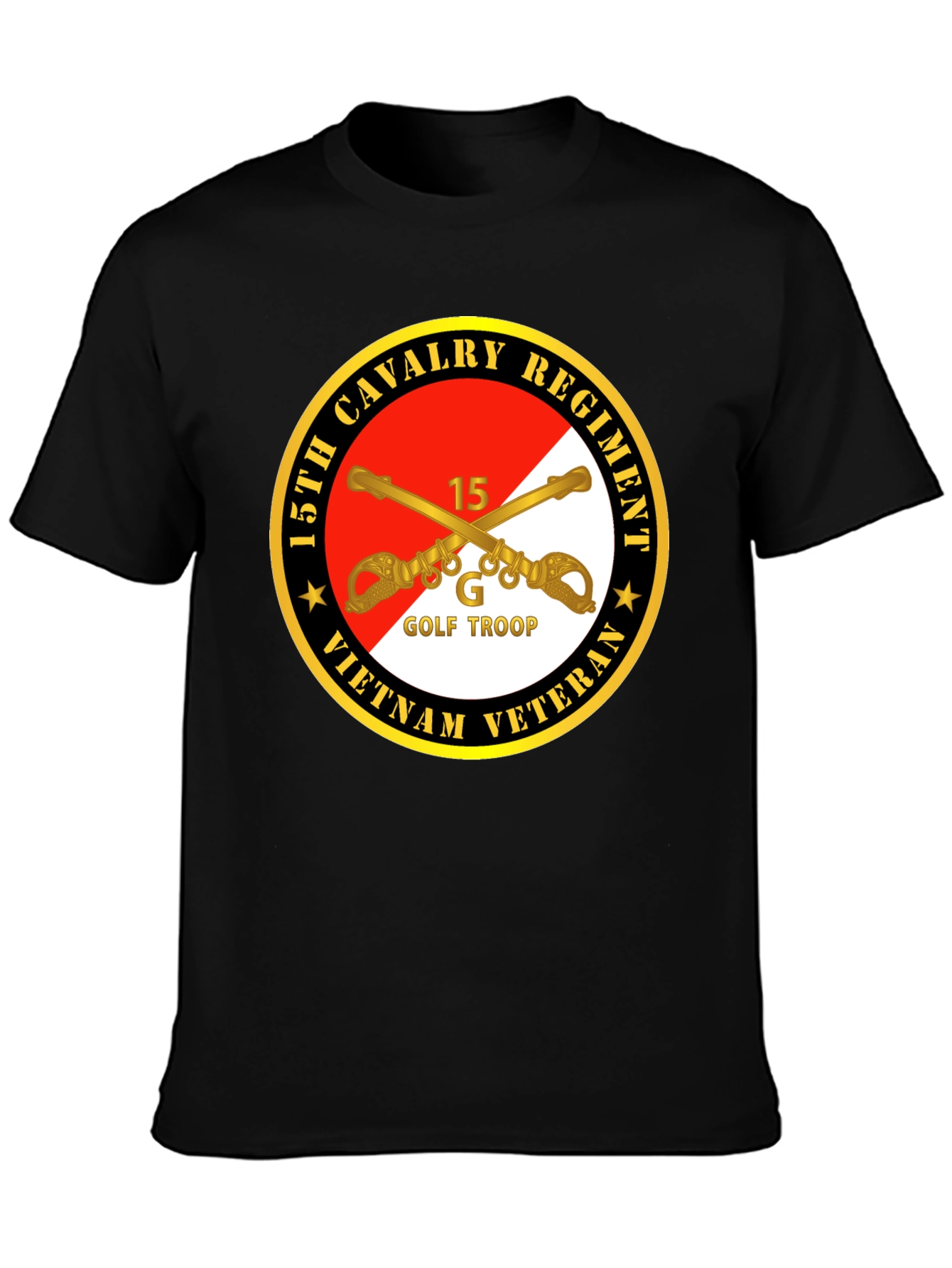 15th Cavalry Regiment Vietnam Veteran Black T-Shirt