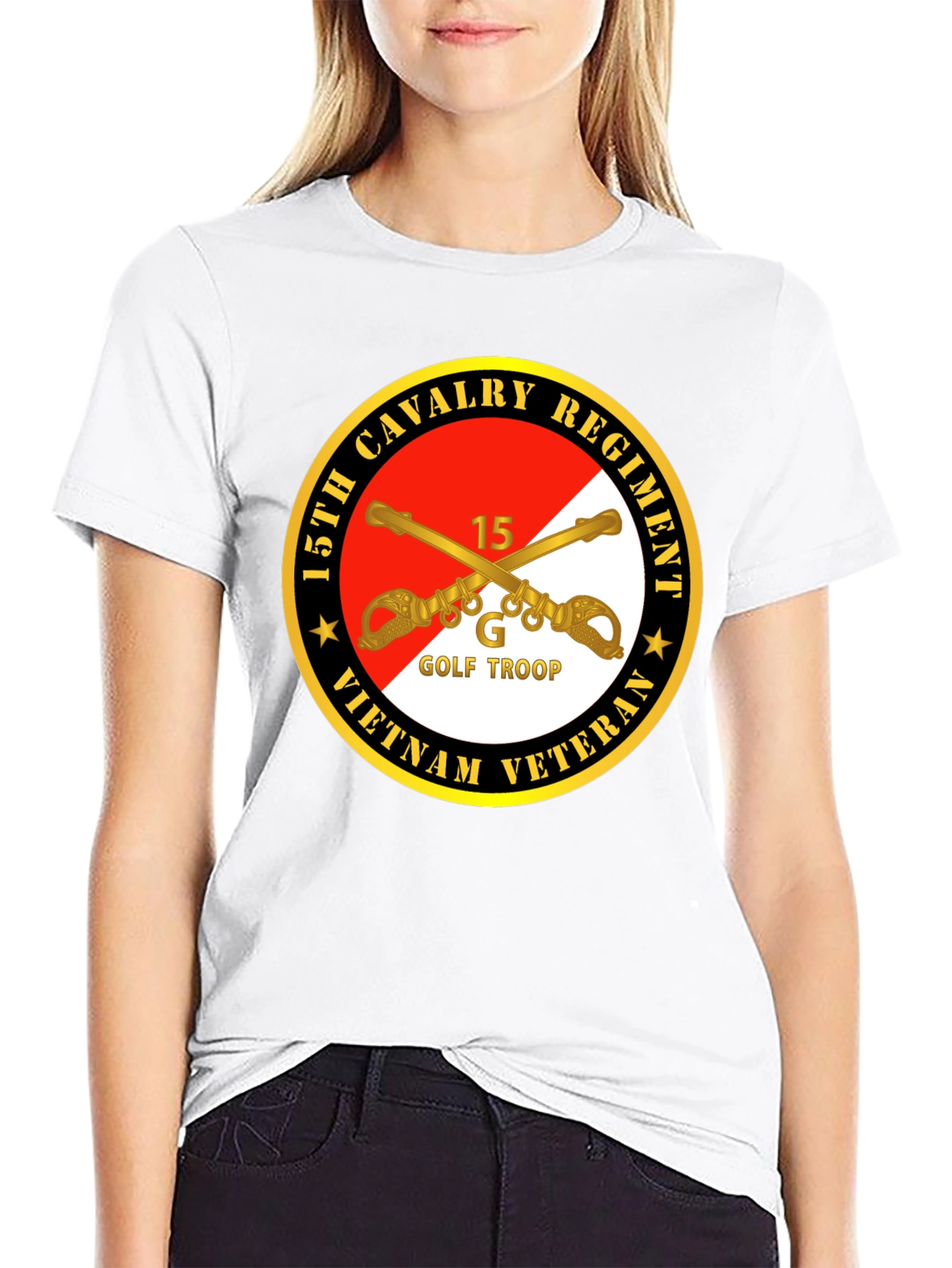 15th Cavalry Regiment Vietnam Veteran Black T-Shirt