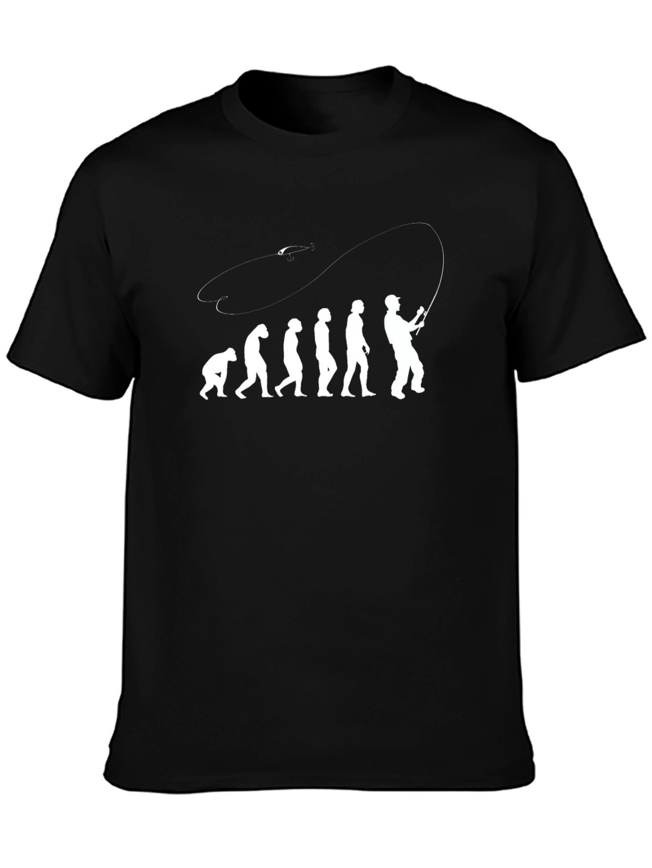 Evolution of Fishing Black T-Shirt