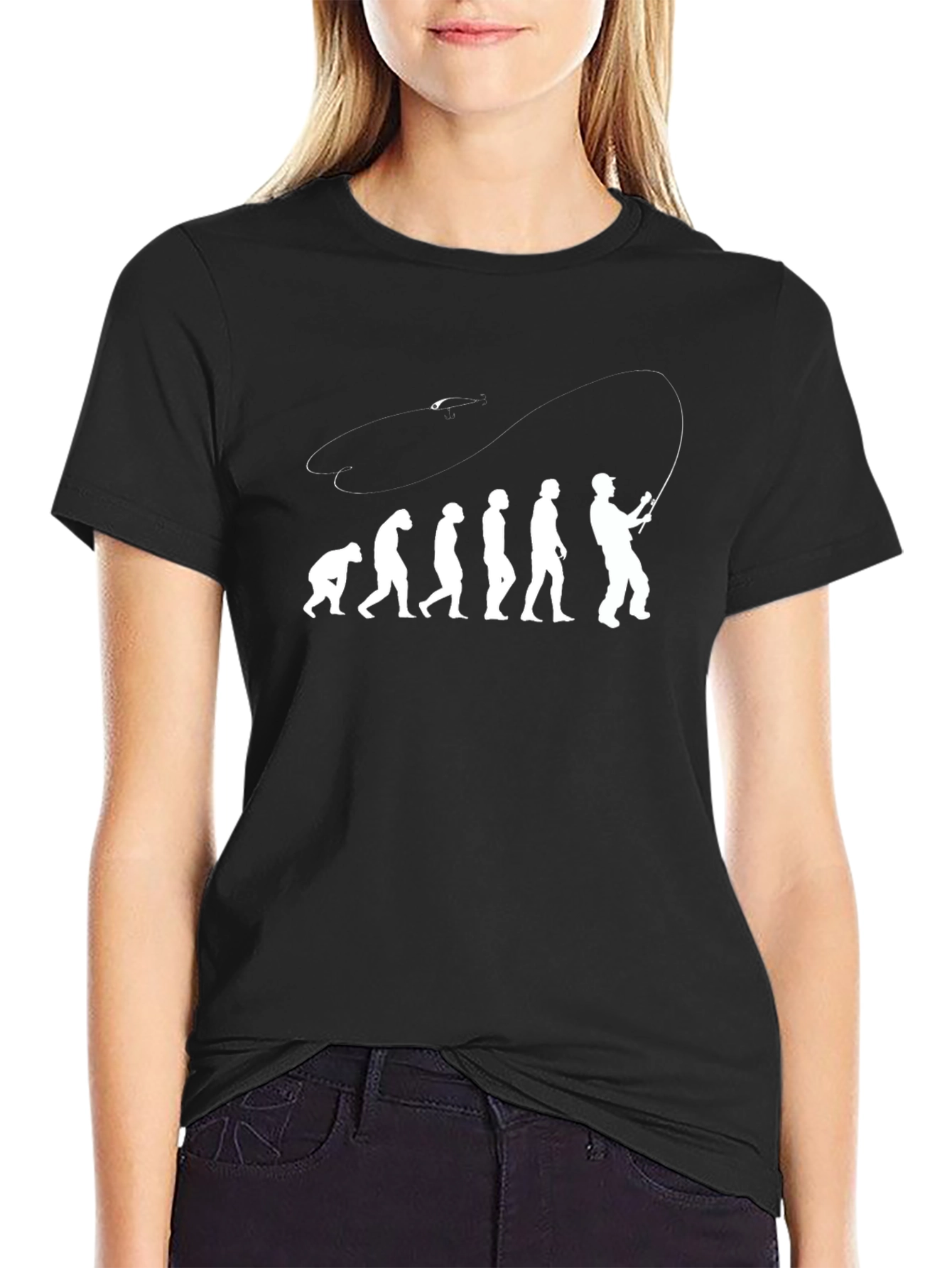 Evolution of Fishing Black T-Shirt