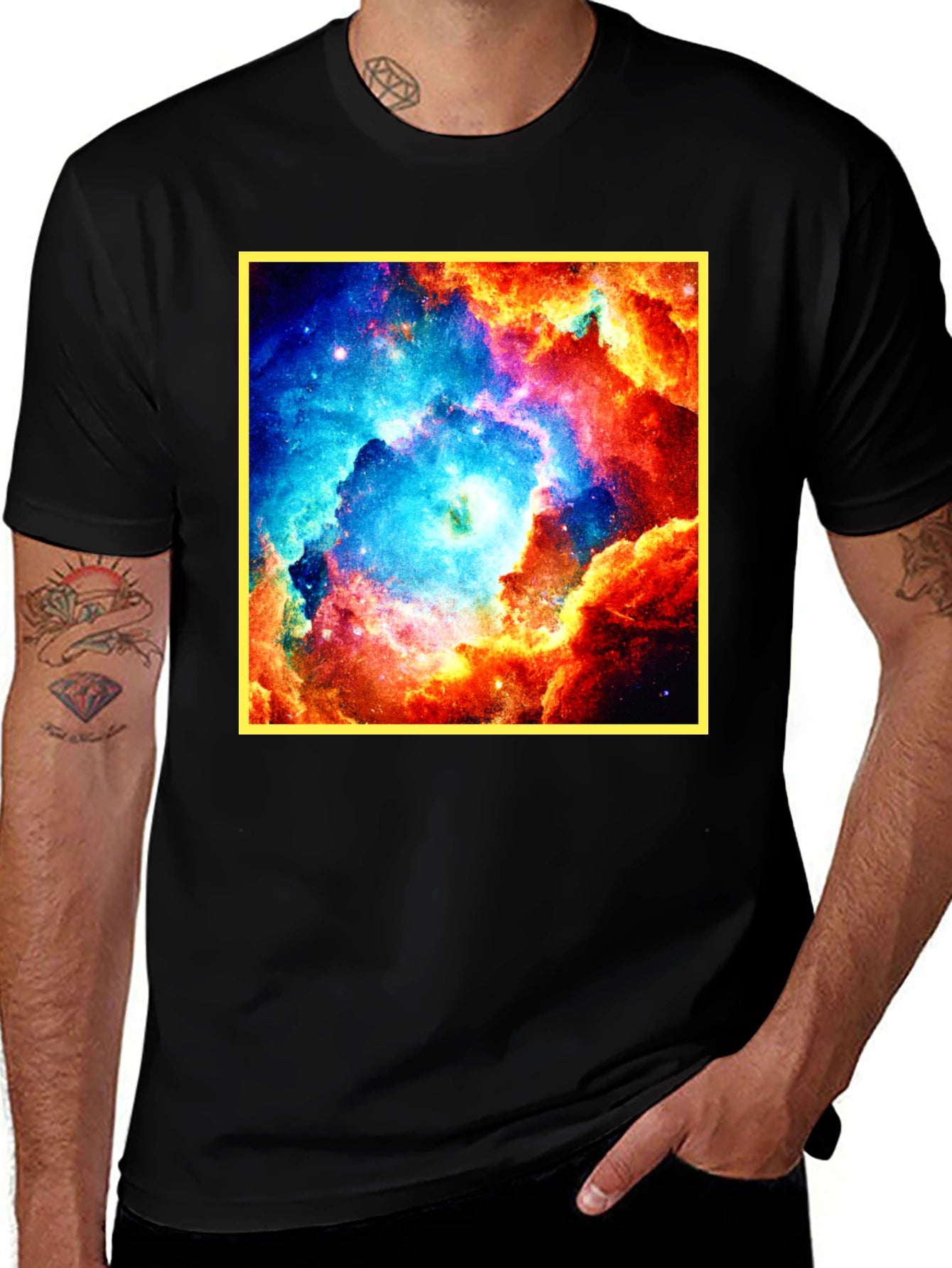 Nebula Galaxy Print Black T-Shirt