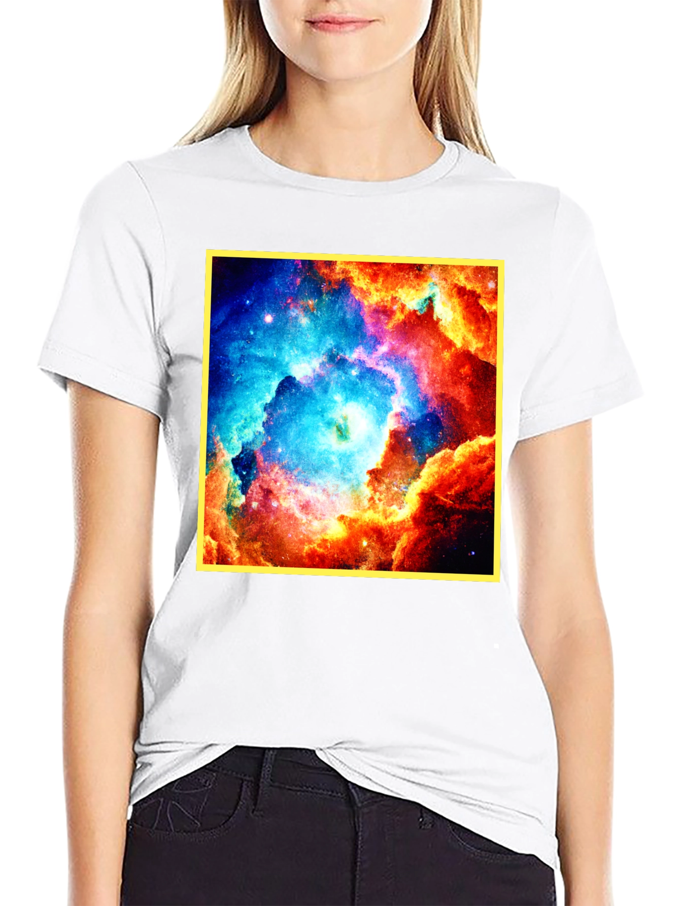 Nebula Galaxy Print Black T-Shirt