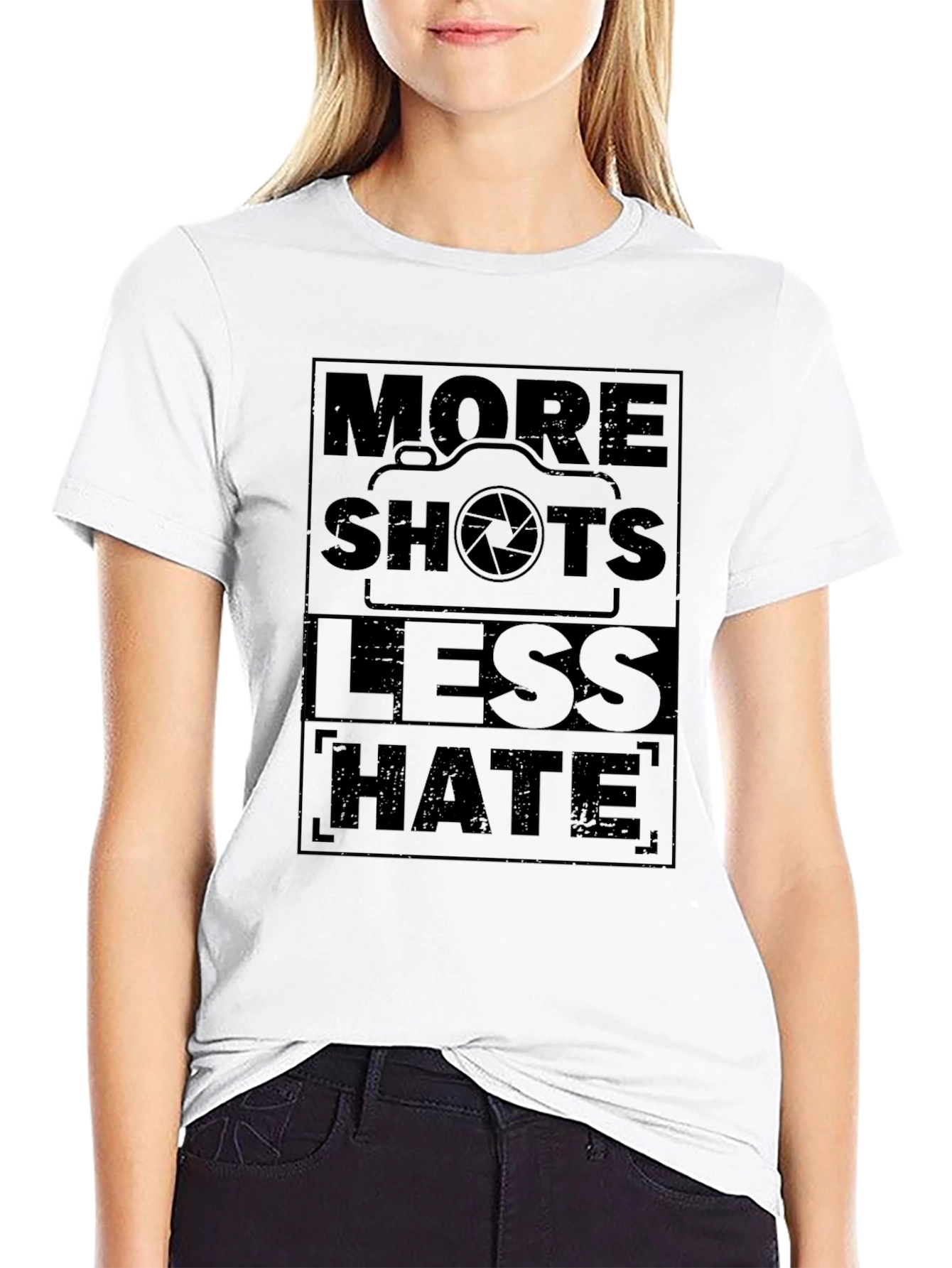 More Shots Less Hate Black Graphic T-Shirt