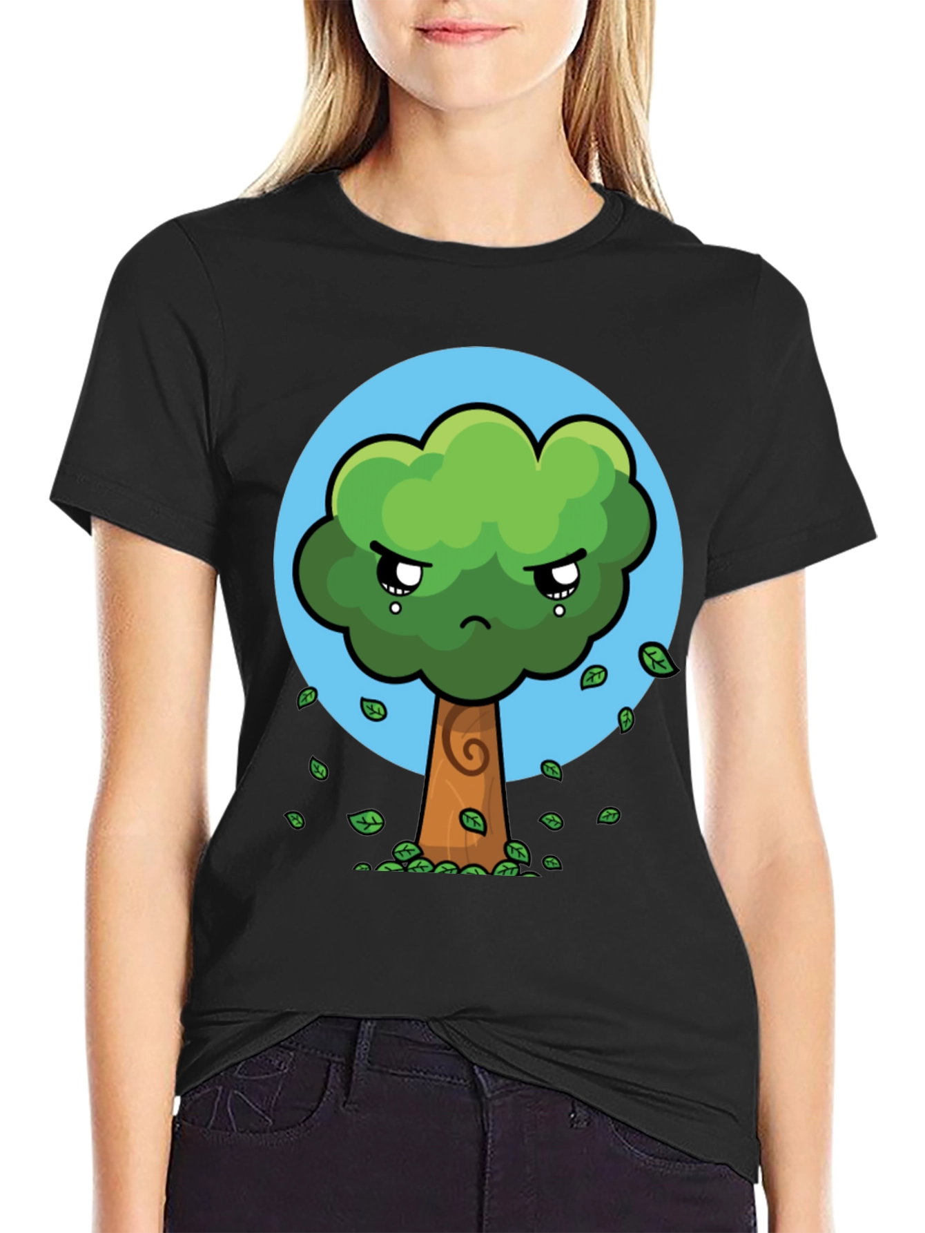 Sad Tree Graphic Tee - Nature Lovers Black T-Shirt