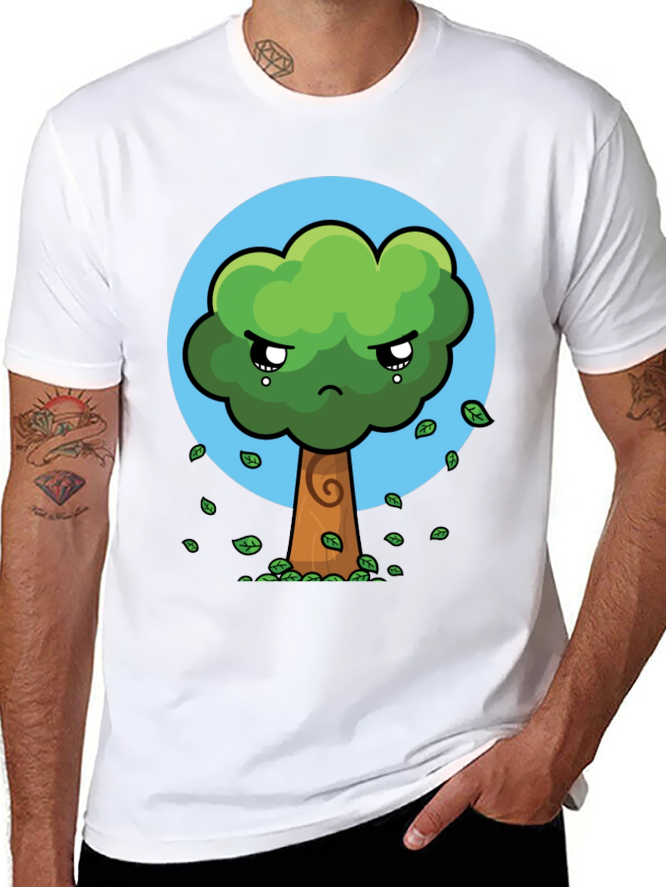 Sad Tree Graphic Tee - Nature Lovers Black T-Shirt