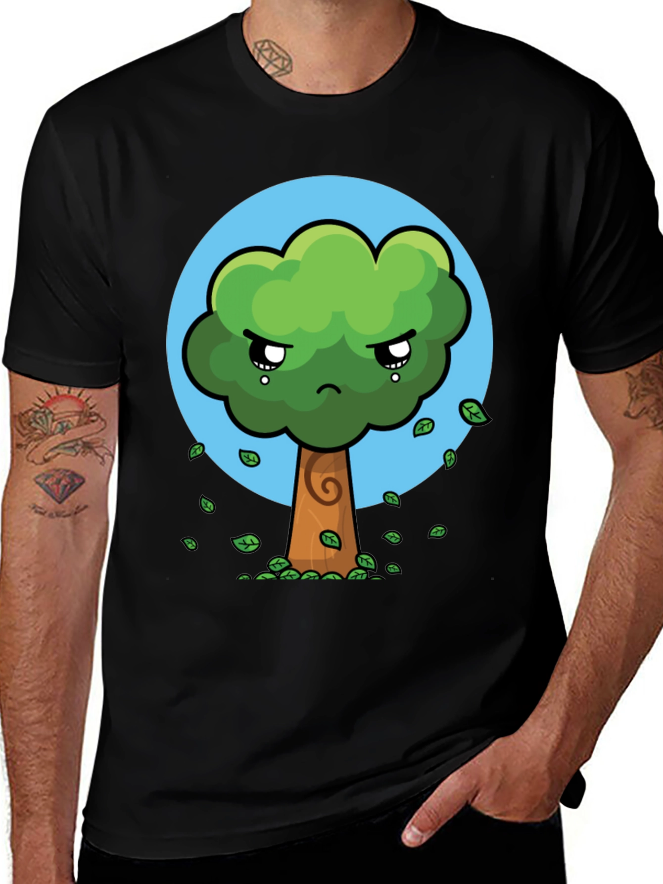 Sad Tree Graphic Tee - Nature Lovers Black T-Shirt