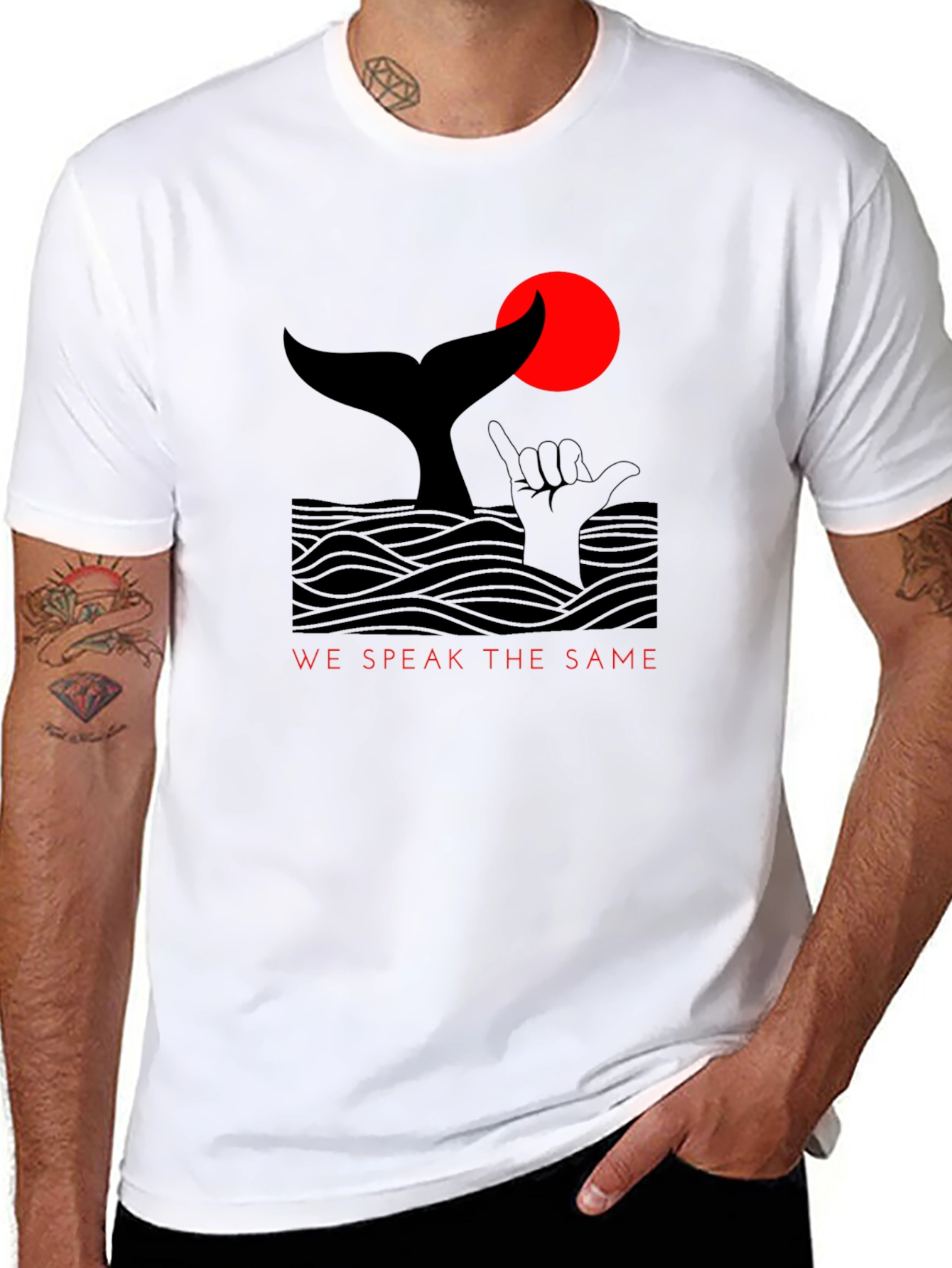 Whale Tail Hang Loose Graphic T-Shirt