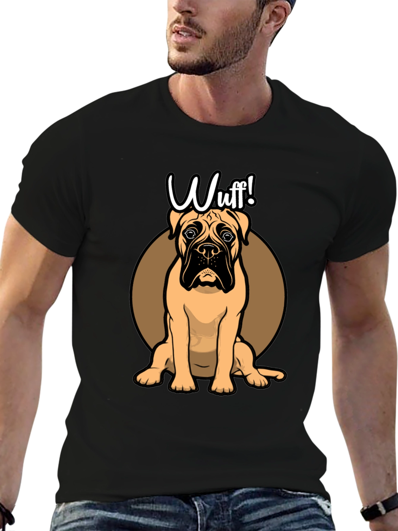 Cute Bulldog Wuff! Graphic Print T-Shirt