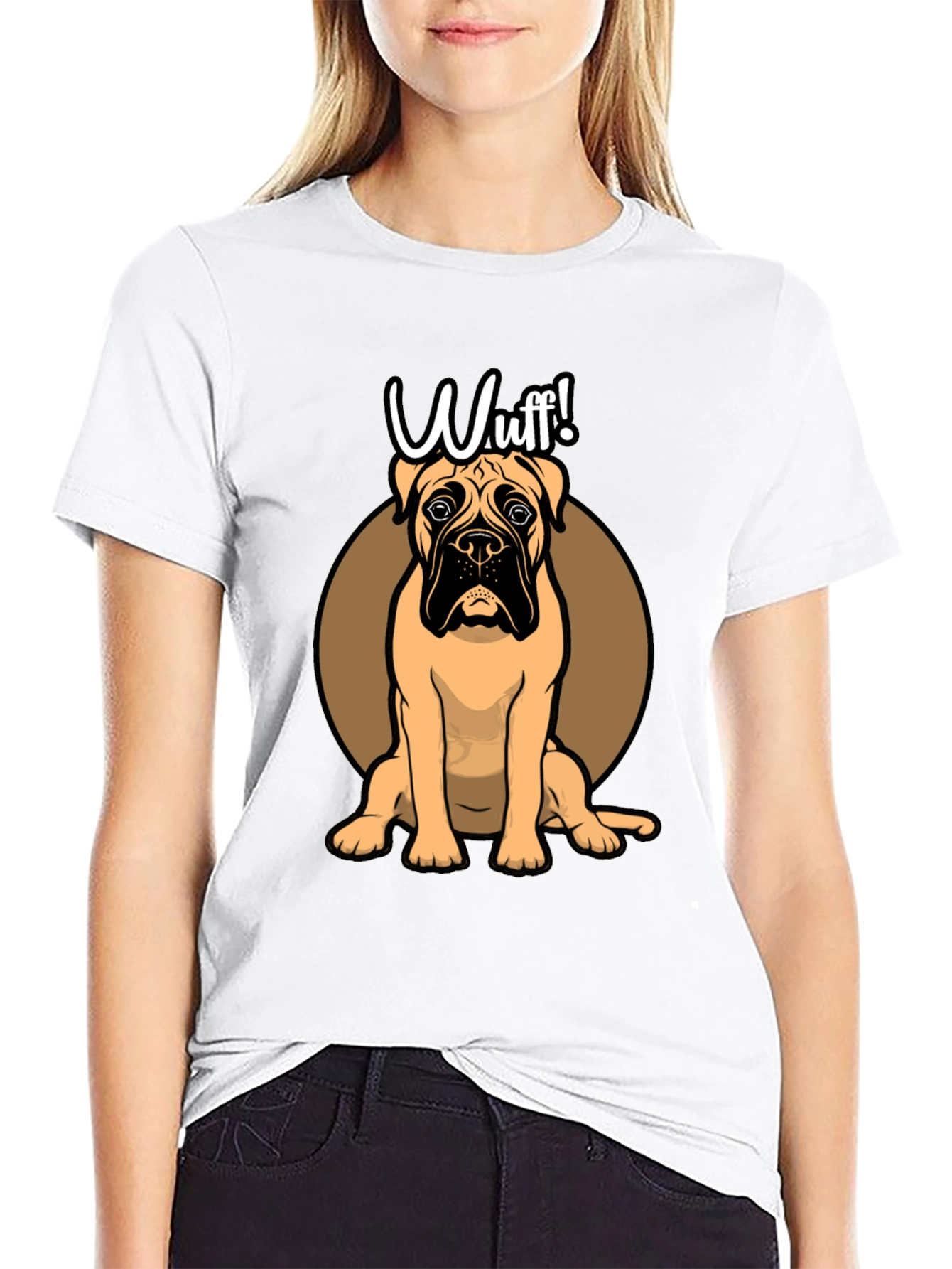 Cute Bulldog Wuff! Graphic Print T-Shirt
