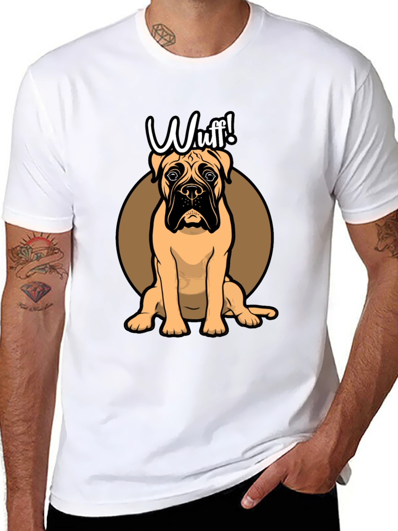 Cute Bulldog Wuff! Graphic Print T-Shirt