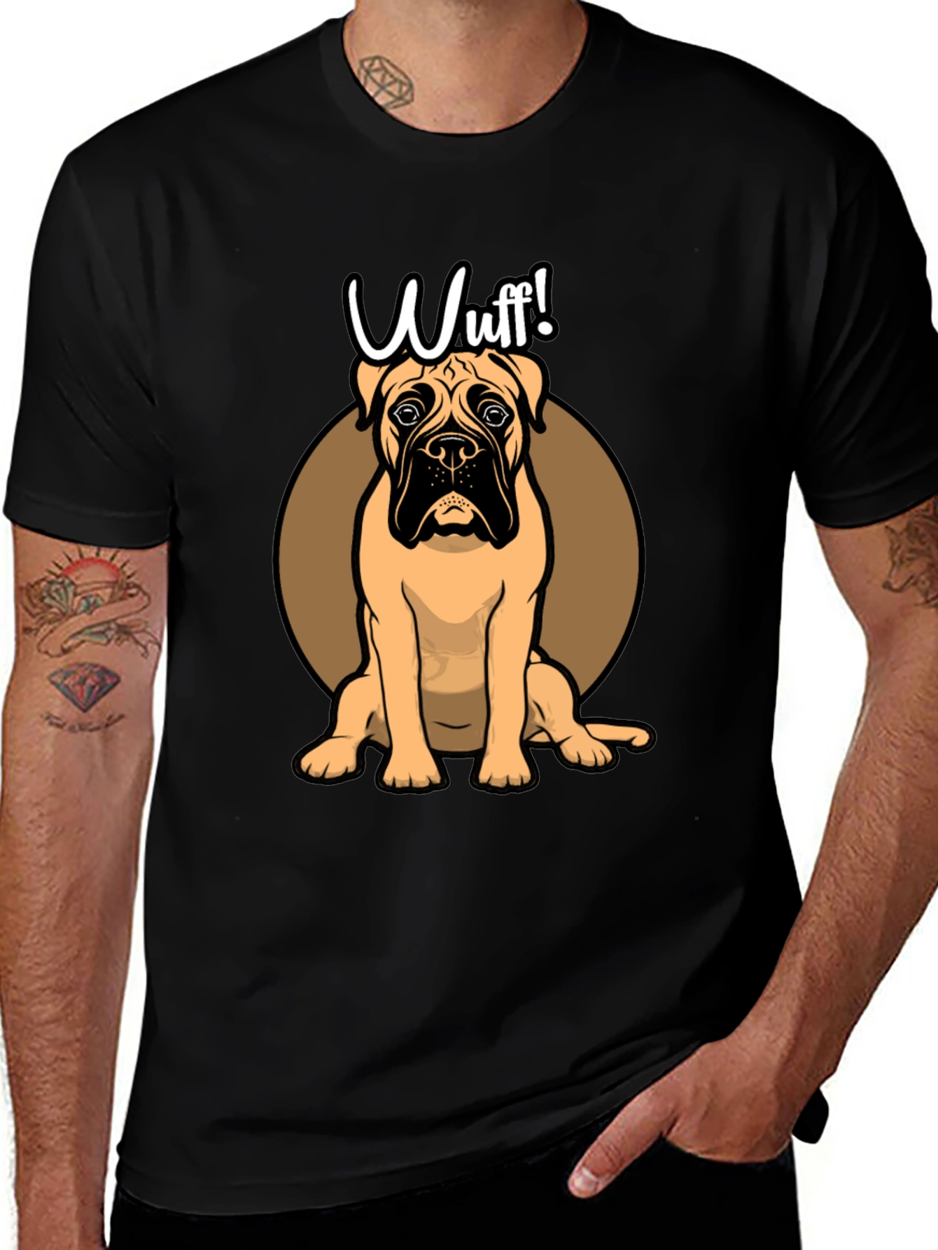 Cute Bulldog Wuff! Graphic Print T-Shirt