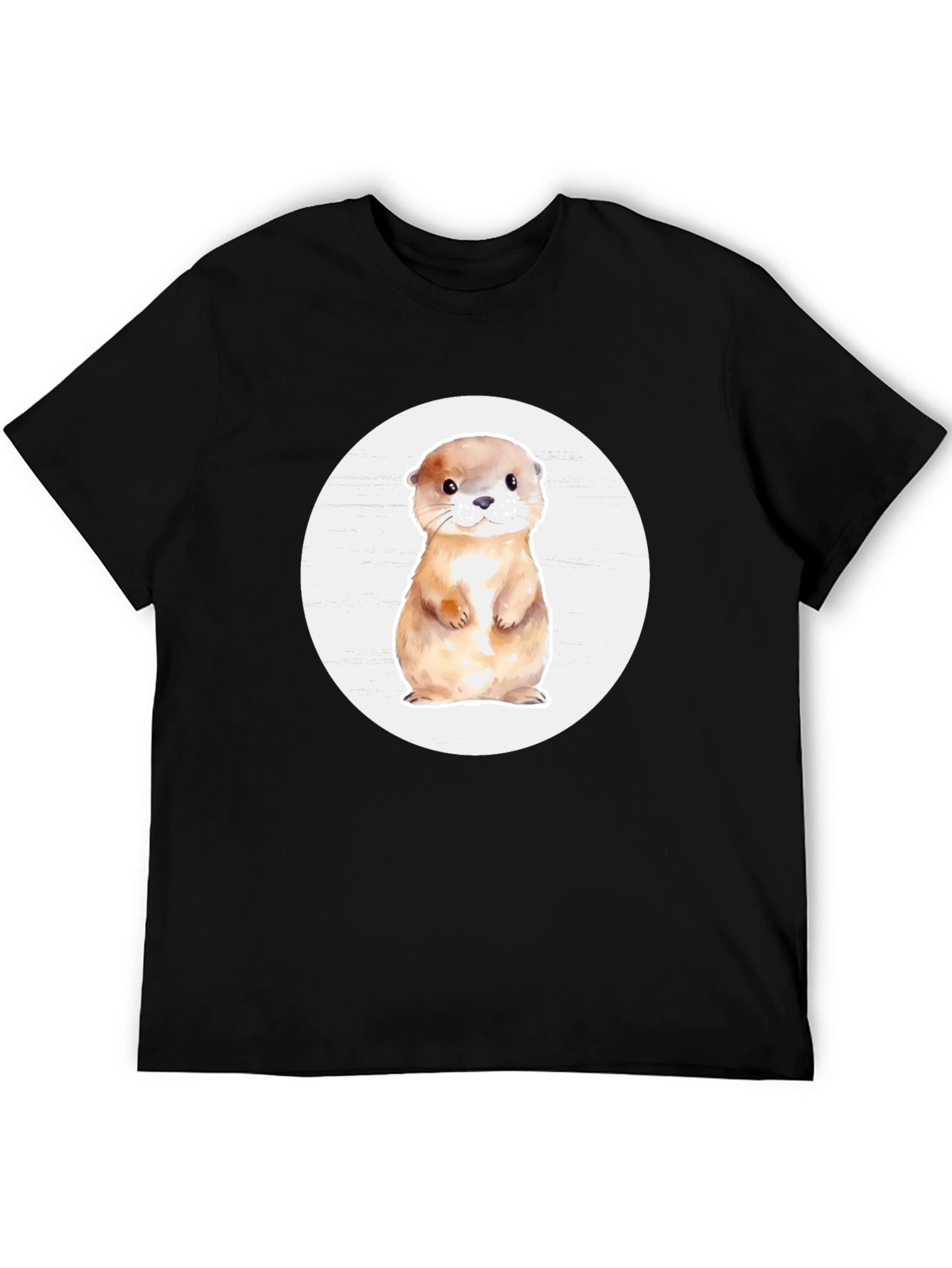 Cute Otter Graphic T-Shirt - Black