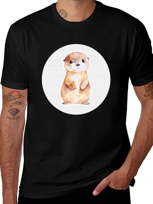 Cute Otter Graphic T-Shirt - Black