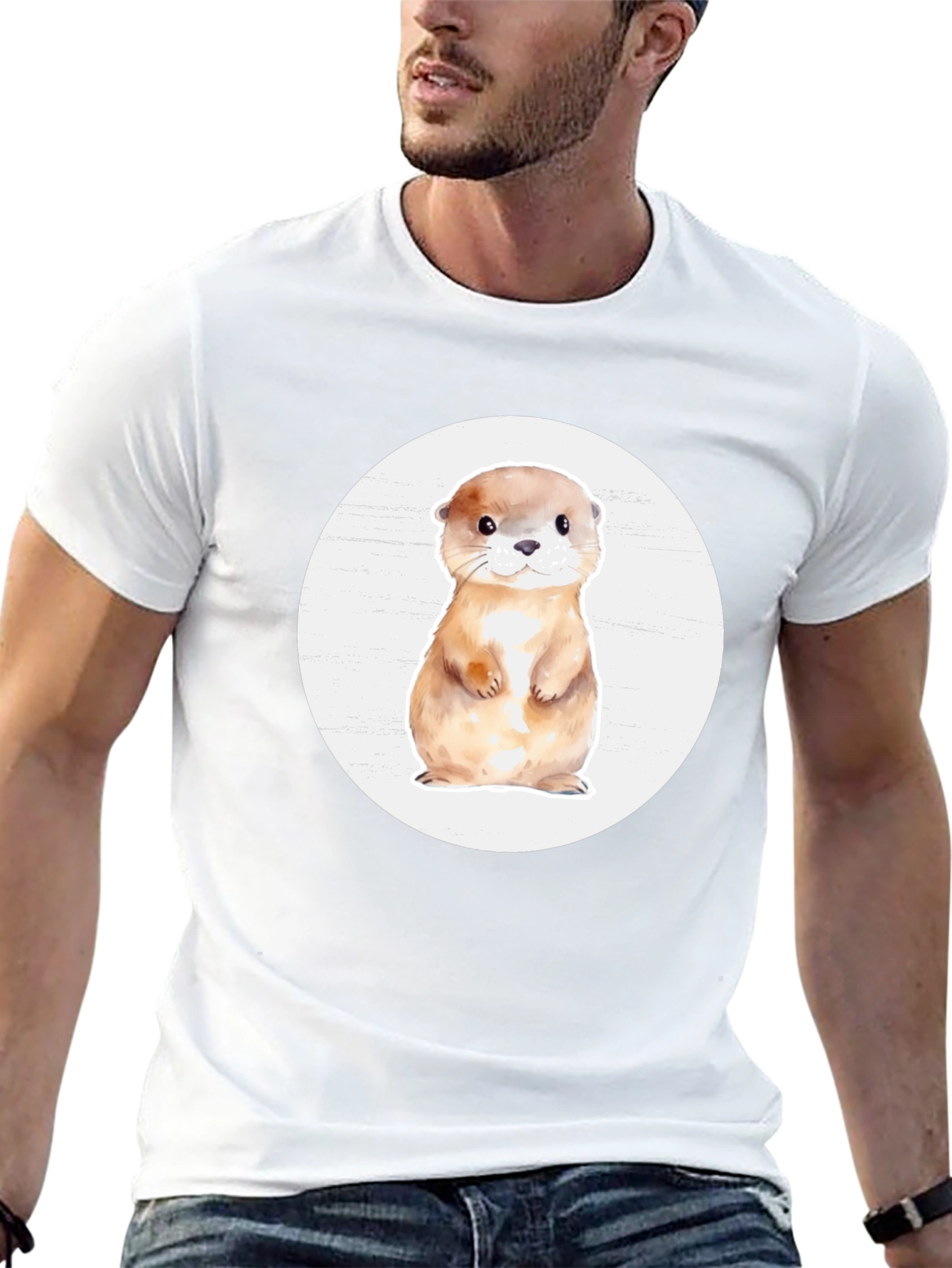 Cute Otter Graphic T-Shirt - Black