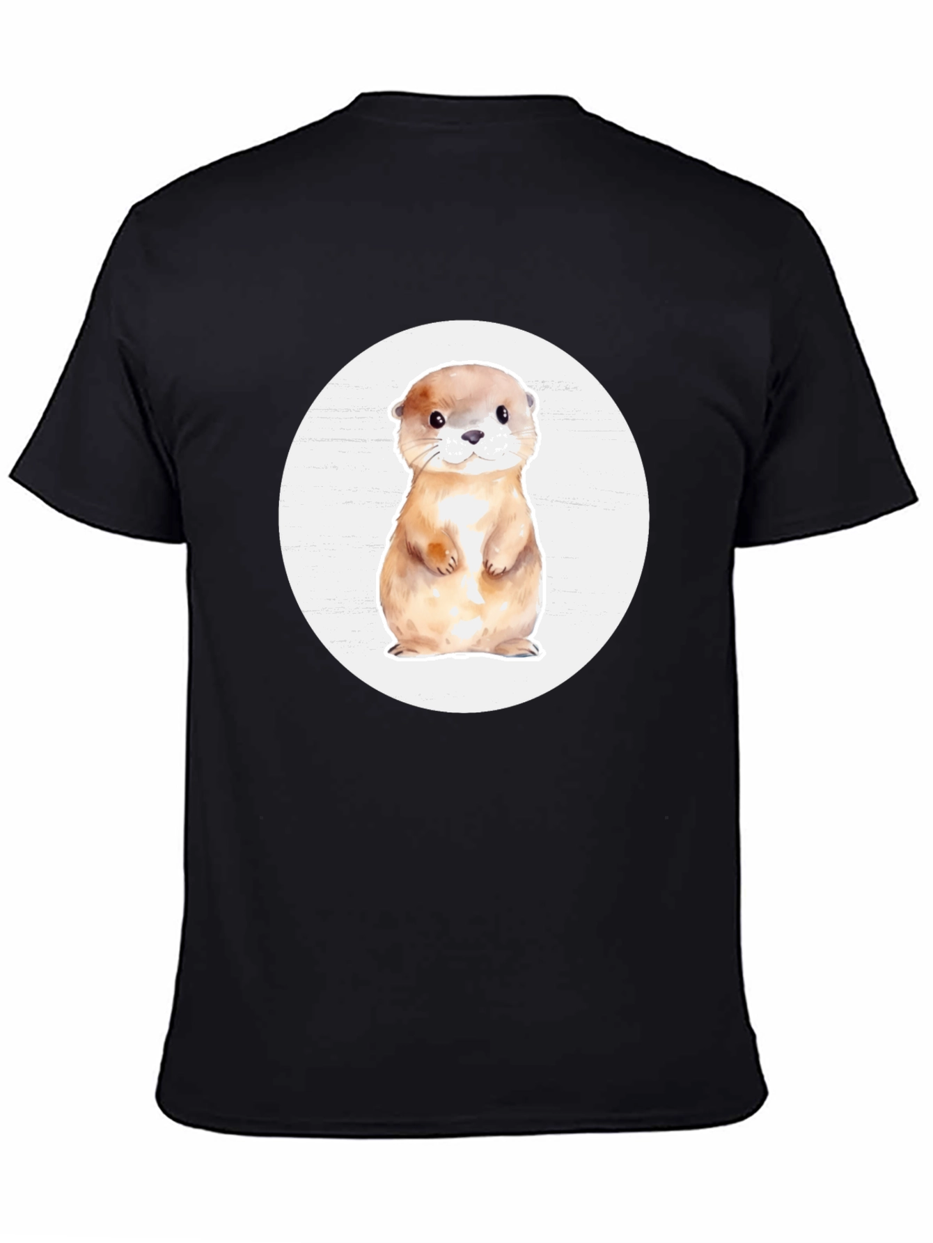 Cute Otter Graphic T-Shirt - Black