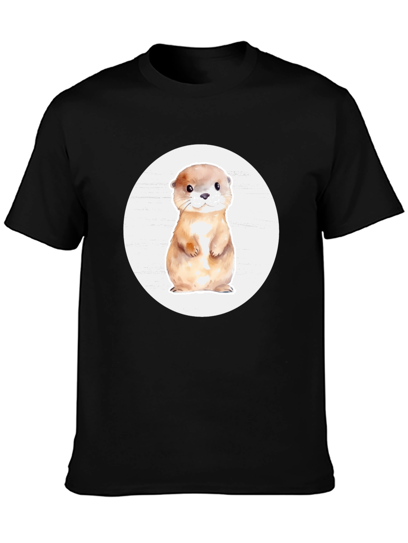 Cute Otter Graphic T-Shirt - Black