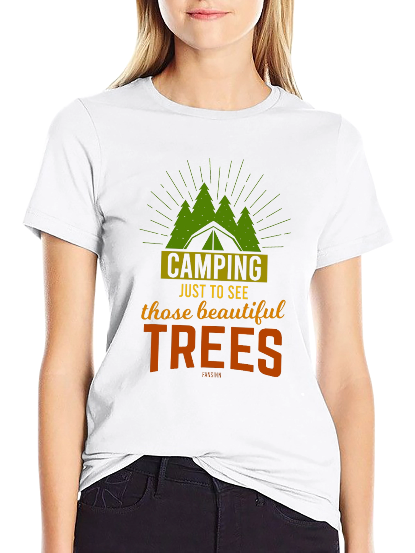 Camping Trees Graphic Tee - Outdoor Adventure Shirt