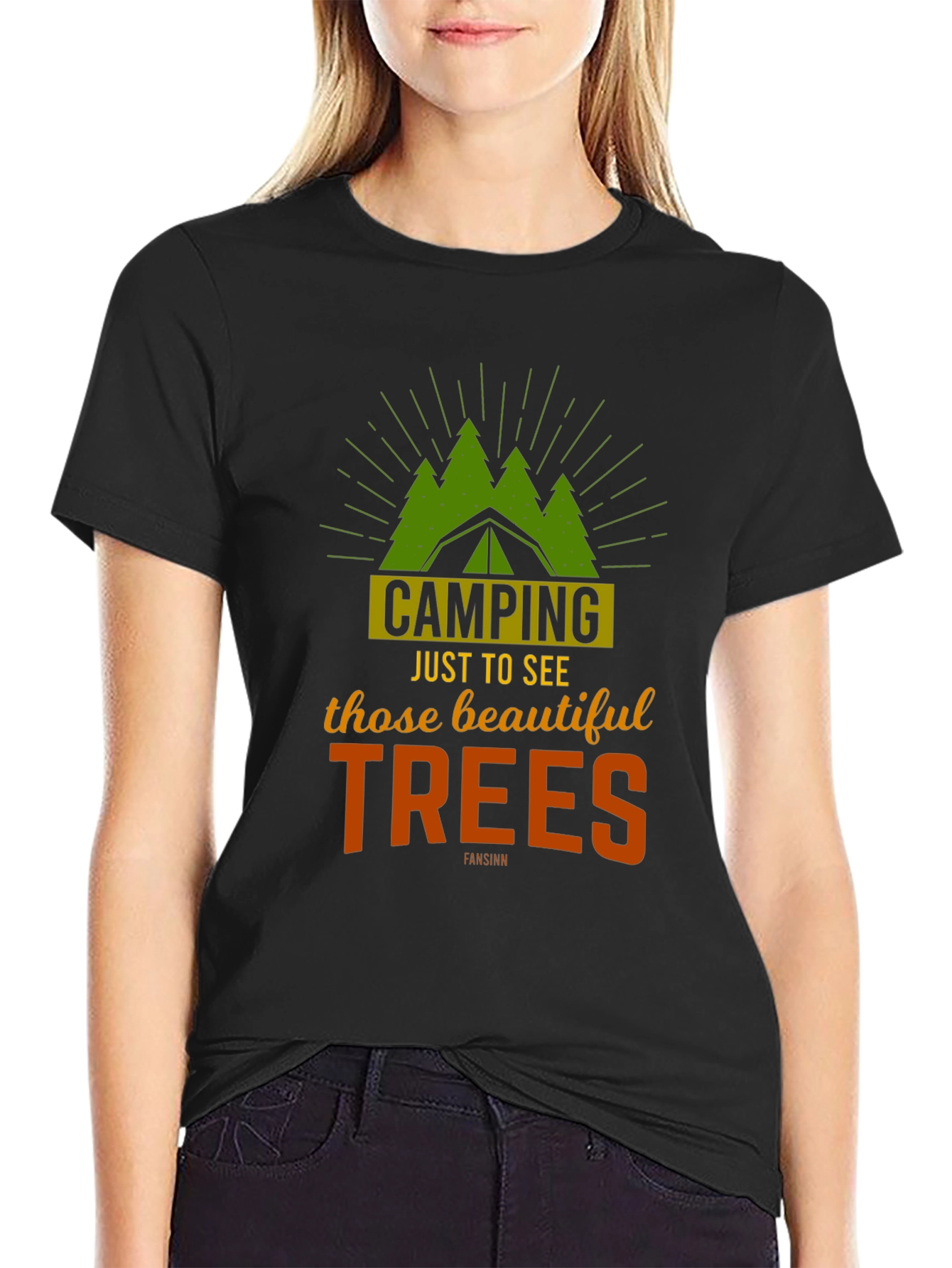 Camping Trees Graphic Tee - Outdoor Adventure Shirt