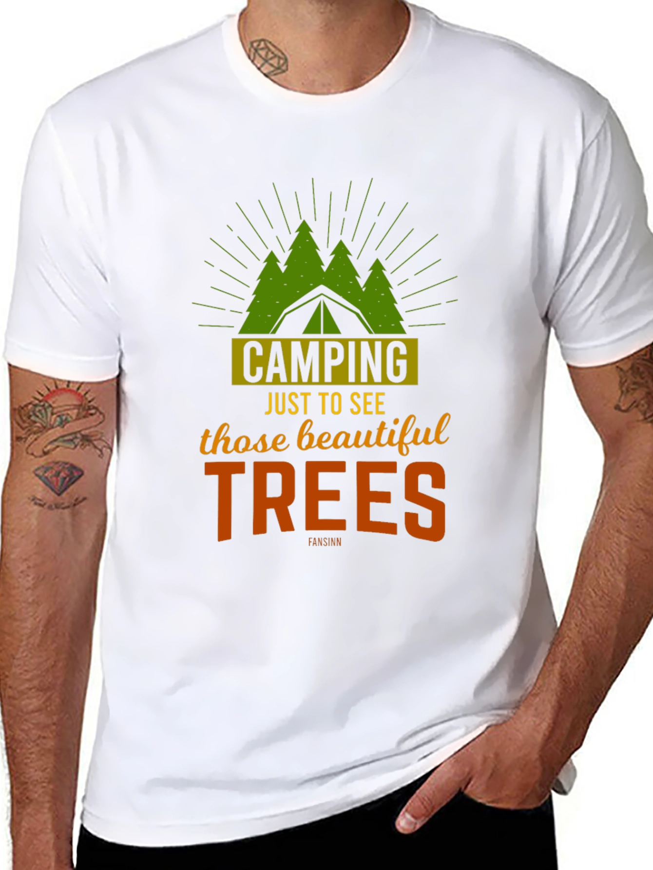Camping Trees Graphic Tee - Outdoor Adventure Shirt