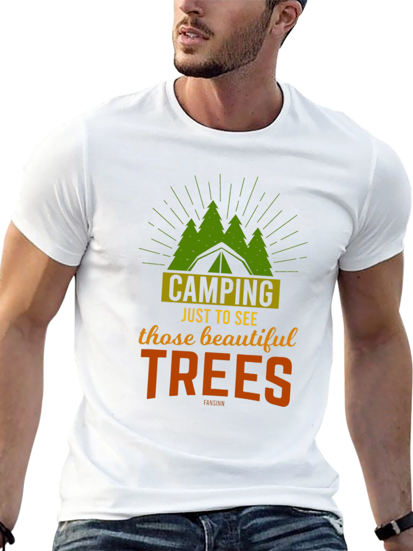 Camping Trees Graphic Tee - Outdoor Adventure Shirt