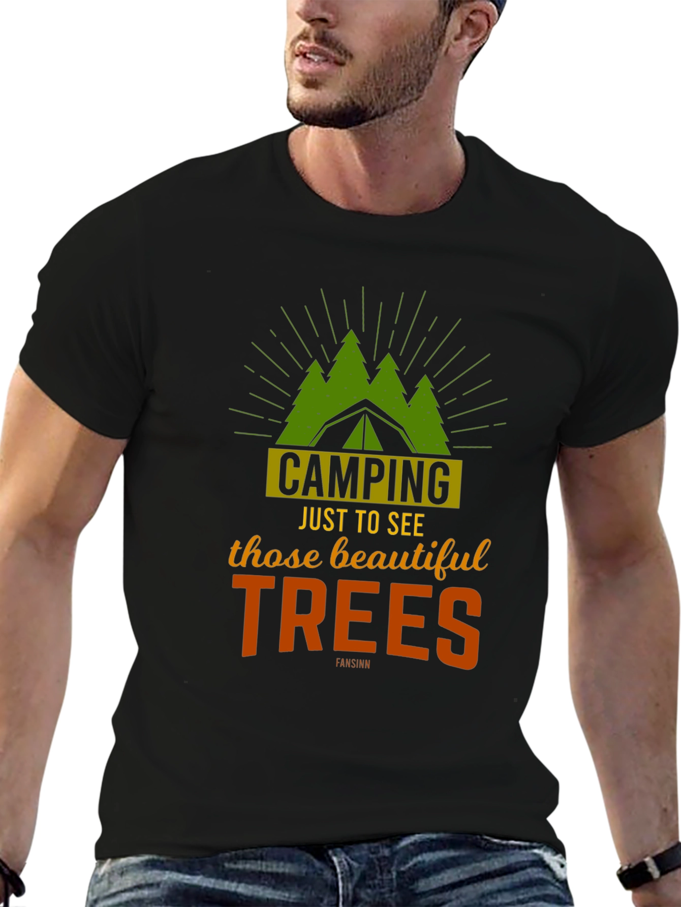 Camping Trees Graphic Tee - Outdoor Adventure Shirt