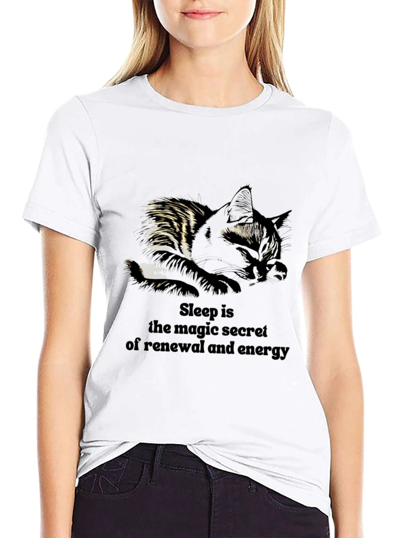 Sleepy Cat T-Shirt - Magic of Renewal & Energy