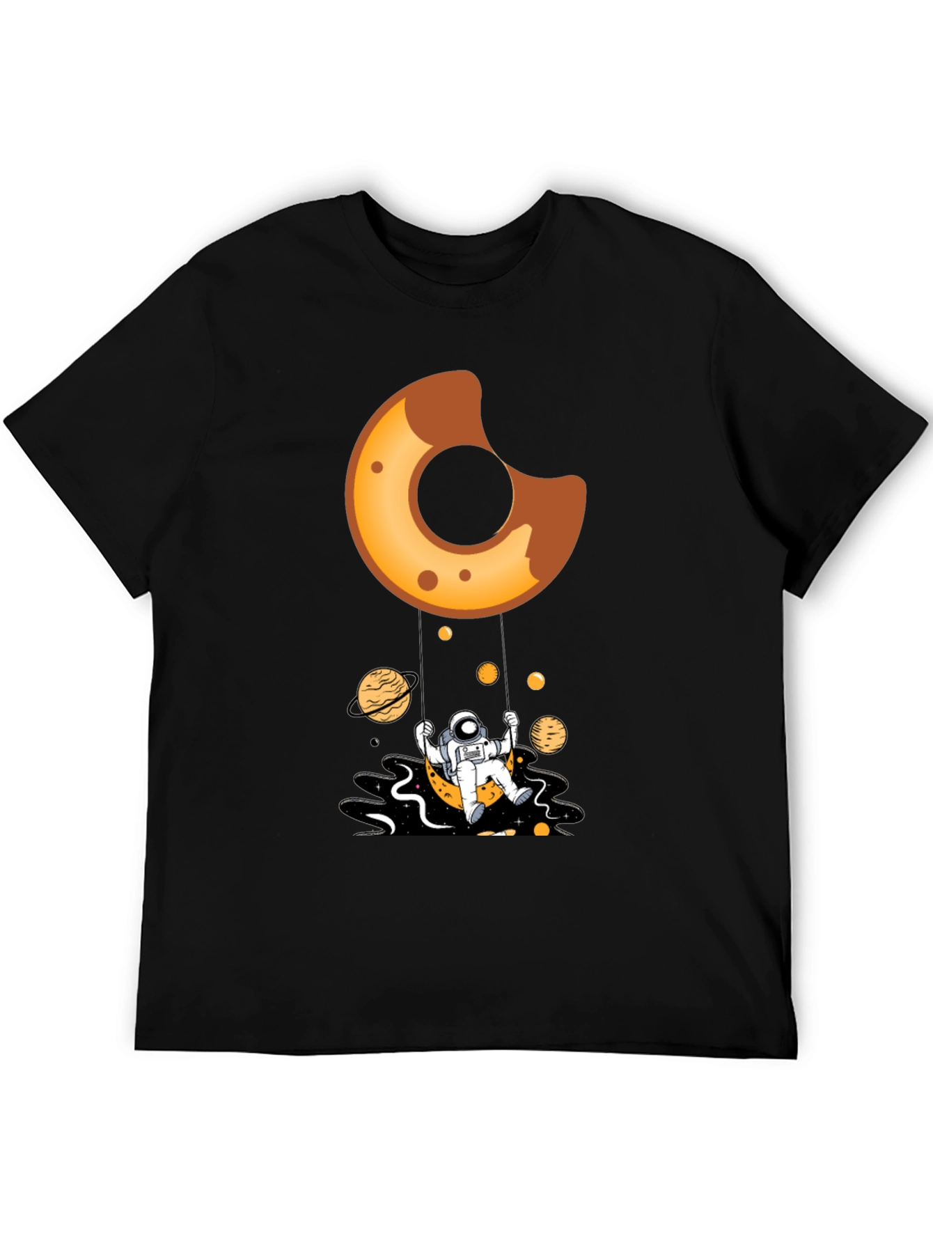 Astronaut Donut Swing Black T-Shirt
