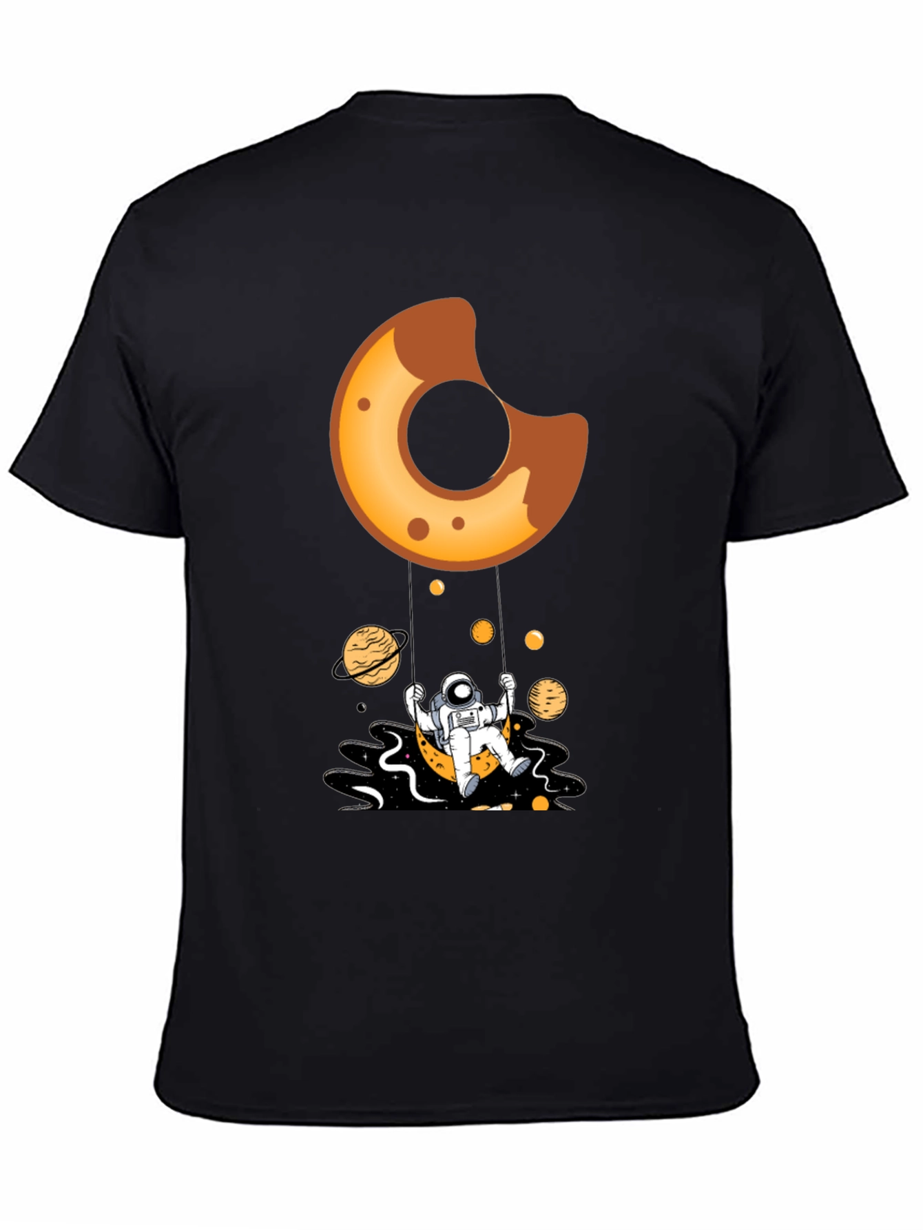 Astronaut Donut Swing Black T-Shirt