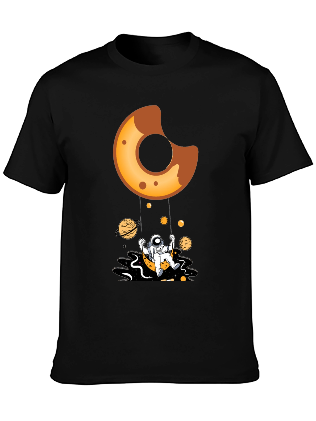 Astronaut Donut Swing Black T-Shirt
