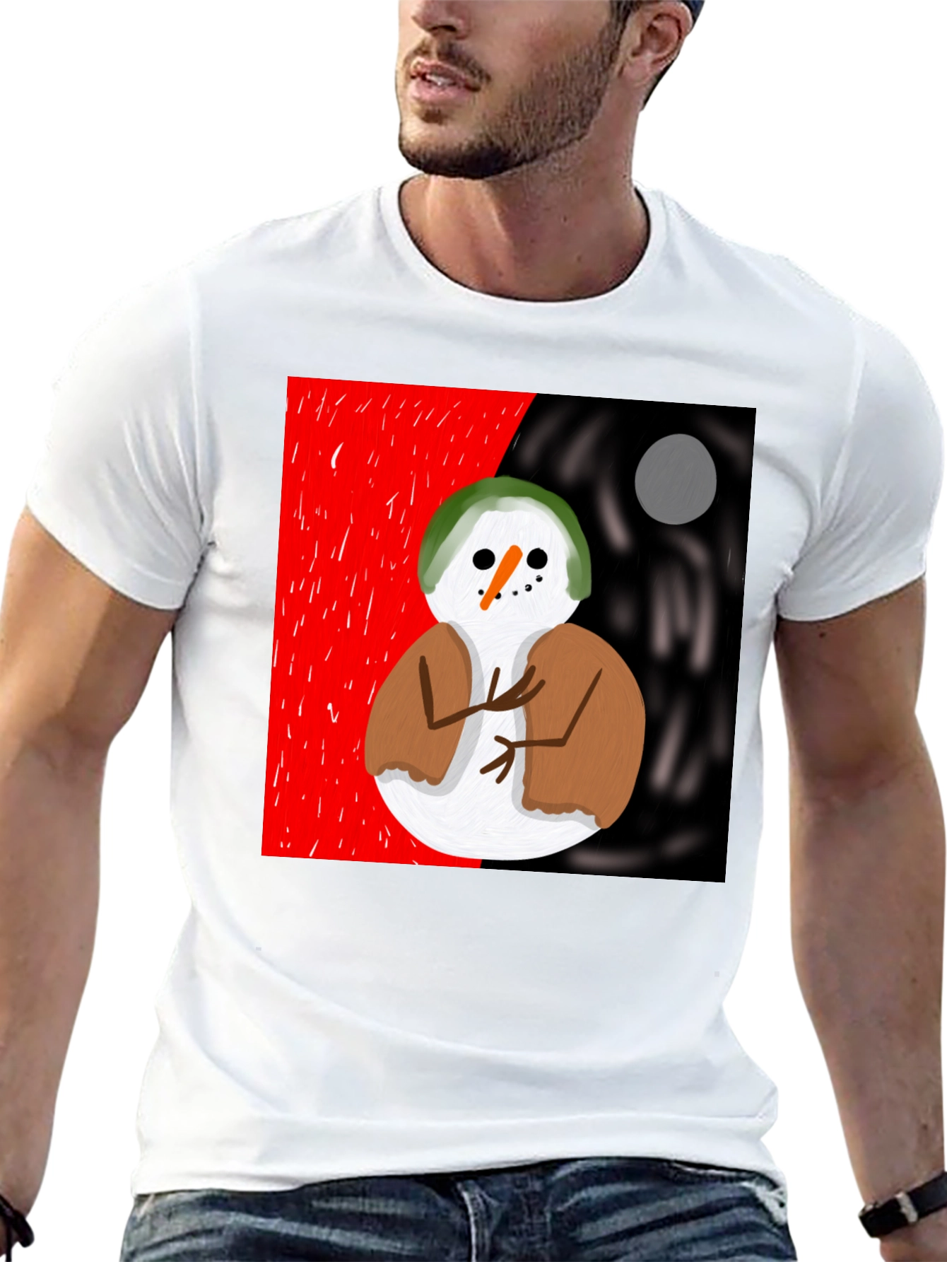 Snowman Graphic Tee - Unique Artistic Design